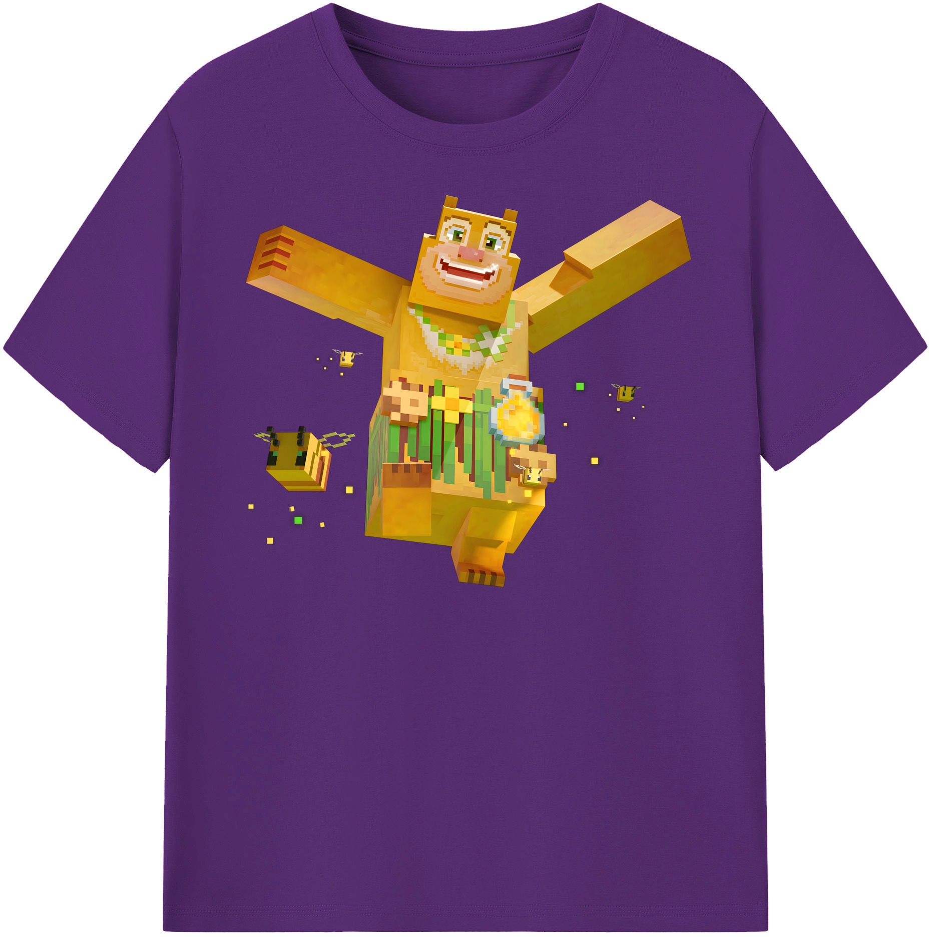（画像用） マインクラフト ブロックの世界 Minecraft MC Block world 綿100％半袖Tシャツ（フロントプリント）