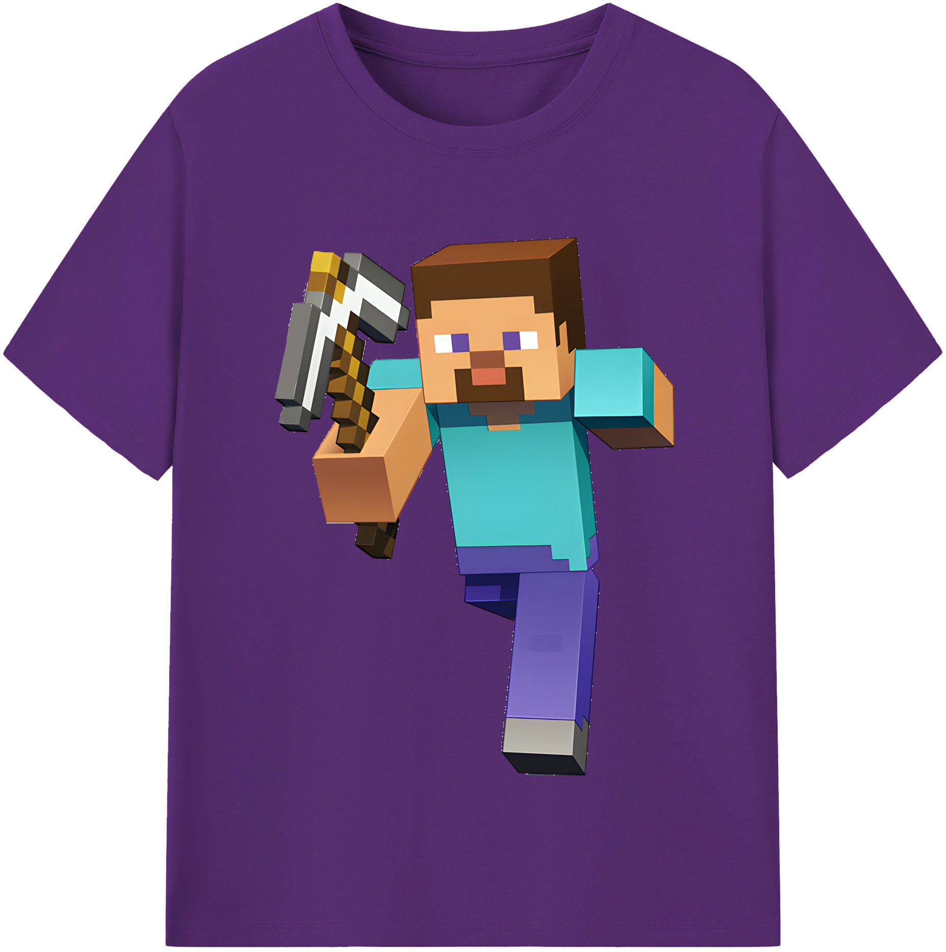 （画像用） マインクラフト ブロックの世界 Minecraft MC Block world 綿100％半袖Tシャツ（フロントプリント）
