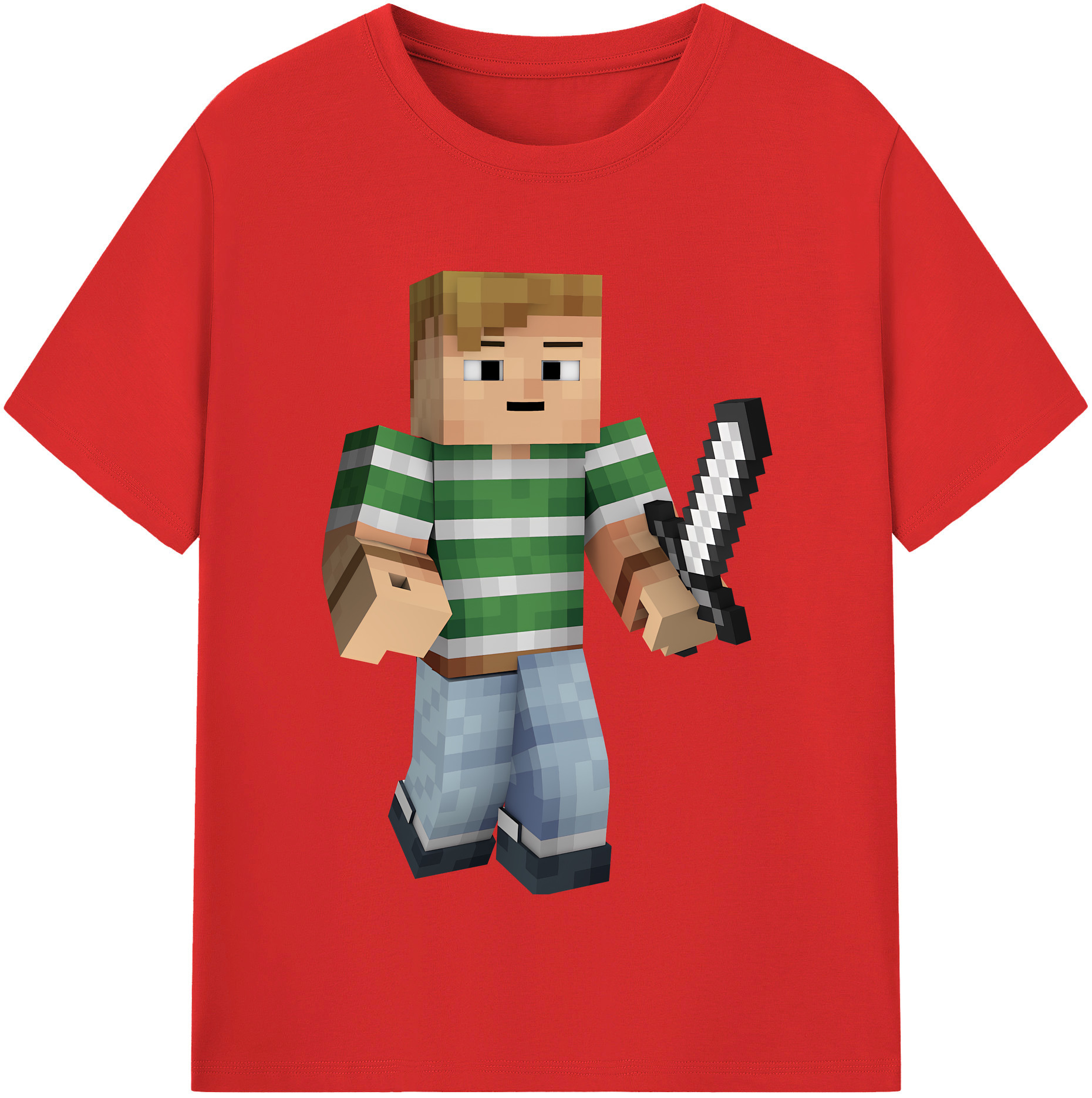 （画像用） マインクラフト ブロックの世界 Minecraft MC Block world 綿100％半袖Tシャツ（フロントプリント）
