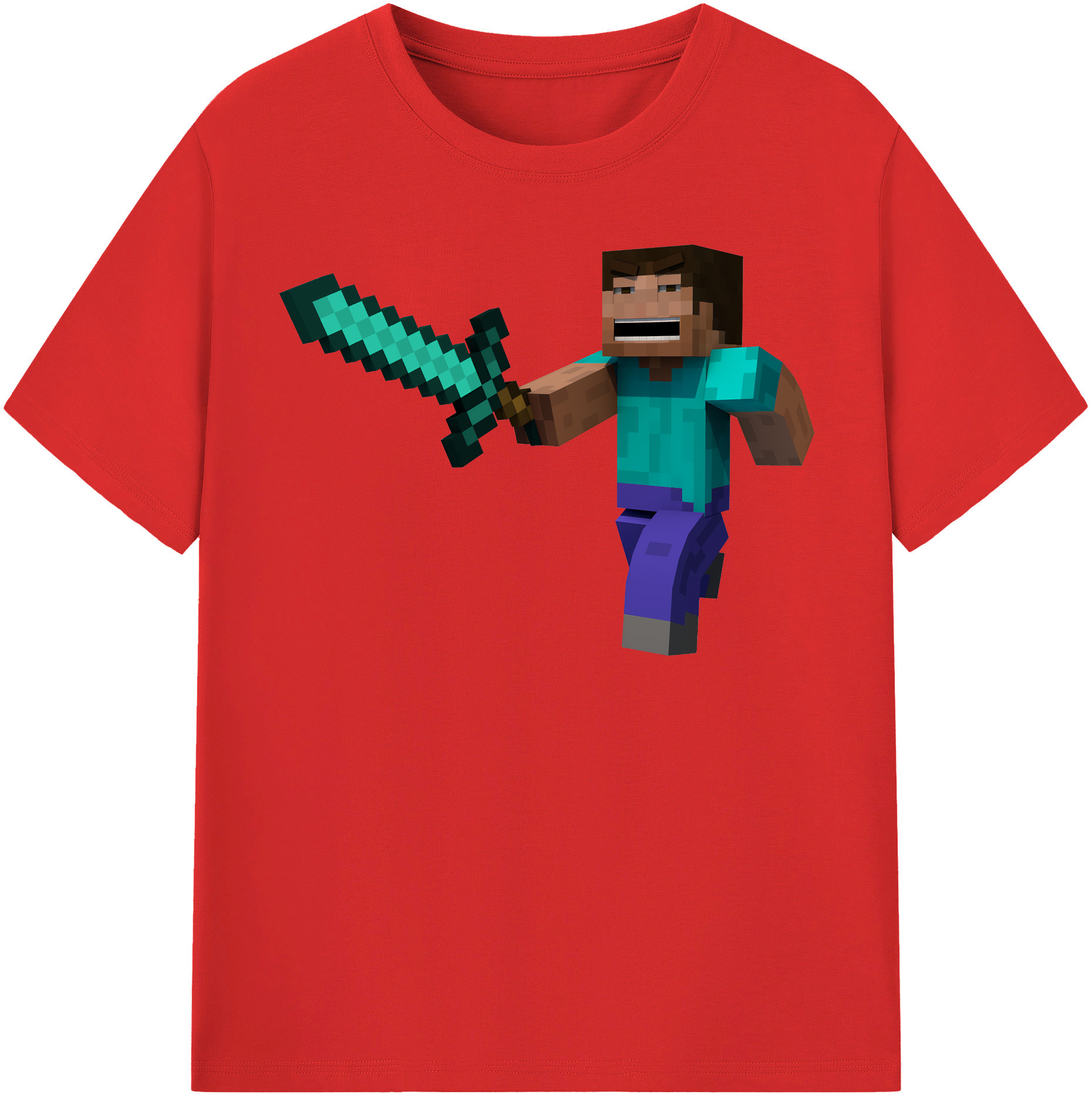 （画像用） マインクラフト ブロックの世界 Minecraft MC Block world 綿100％半袖Tシャツ（フロントプリント）