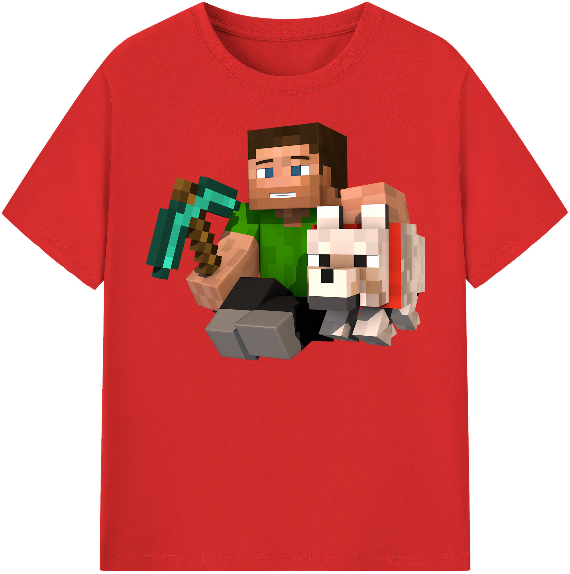 （画像用） マインクラフト ブロックの世界 Minecraft MC Block world 綿100％半袖Tシャツ（フロントプリント）