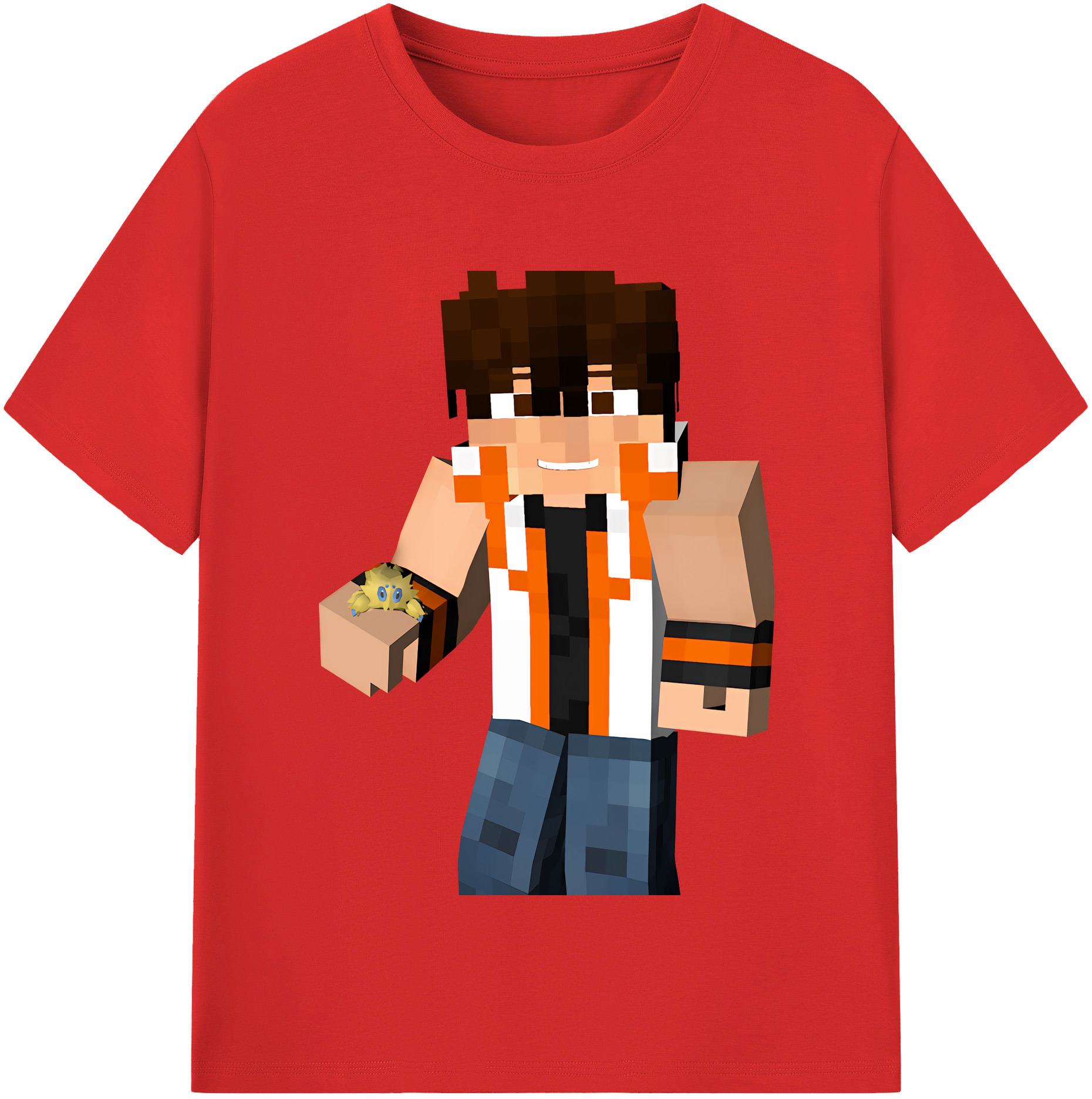 （画像用） マインクラフト ブロックの世界 Minecraft MC Block world 綿100％半袖Tシャツ（フロントプリント）