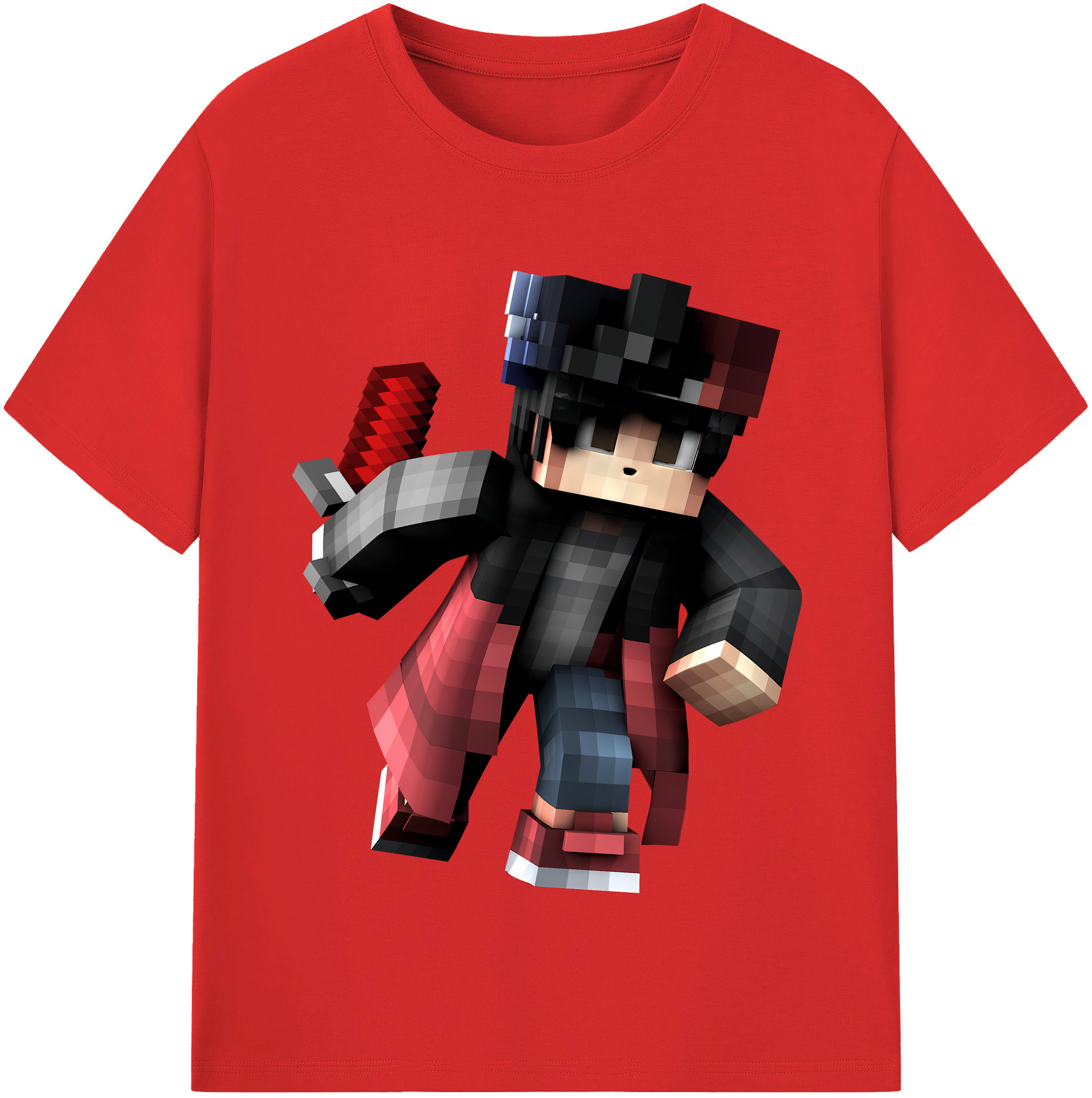 （画像用） マインクラフト ブロックの世界 Minecraft MC Block world 綿100％半袖Tシャツ（フロントプリント）