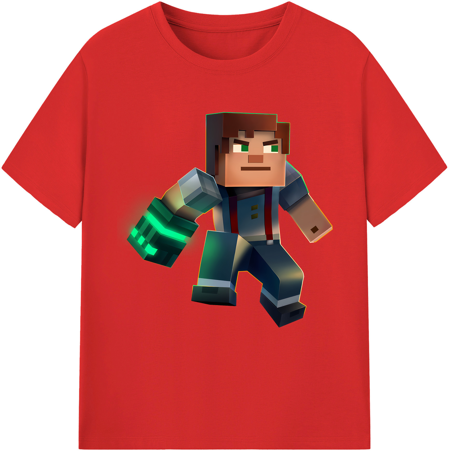 （画像用） マインクラフト ブロックの世界 Minecraft MC Block world 綿100％半袖Tシャツ（フロントプリント）
