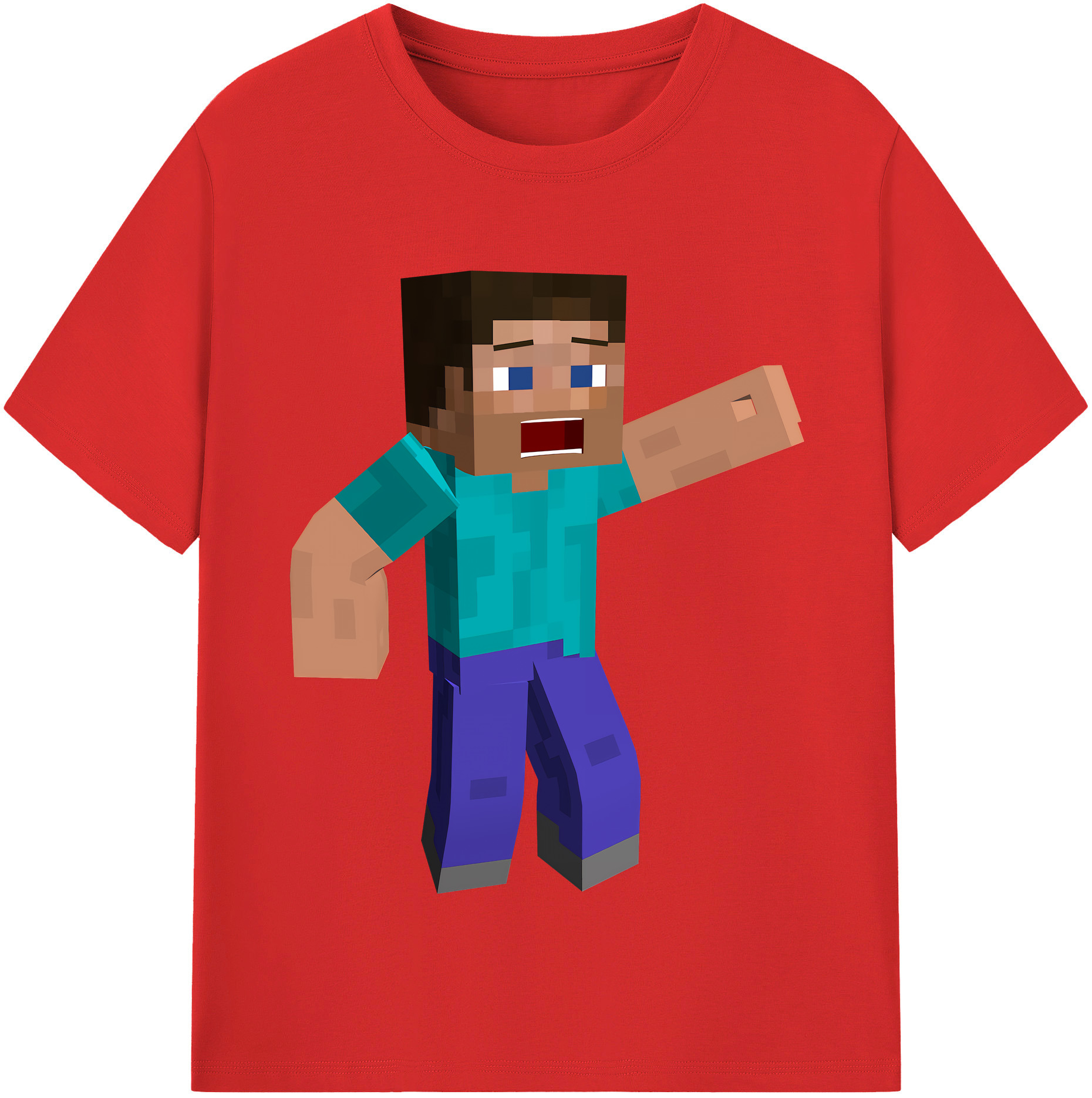 （画像用） マインクラフト ブロックの世界 Minecraft MC Block world 綿100％半袖Tシャツ（フロントプリント）