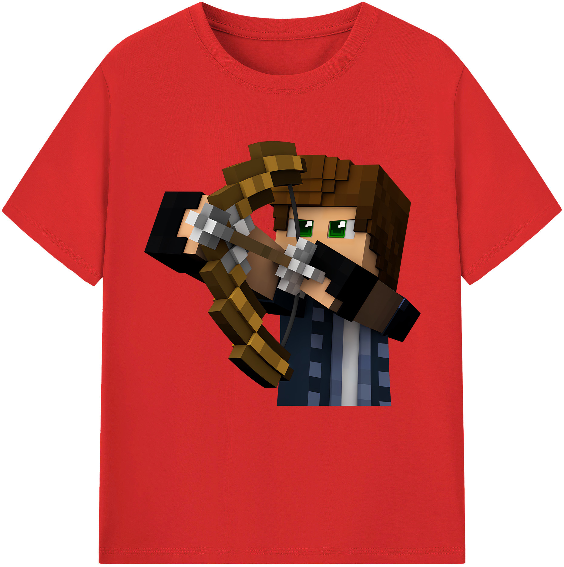 （画像用） マインクラフト ブロックの世界 Minecraft MC Block world 綿100％半袖Tシャツ（フロントプリント）