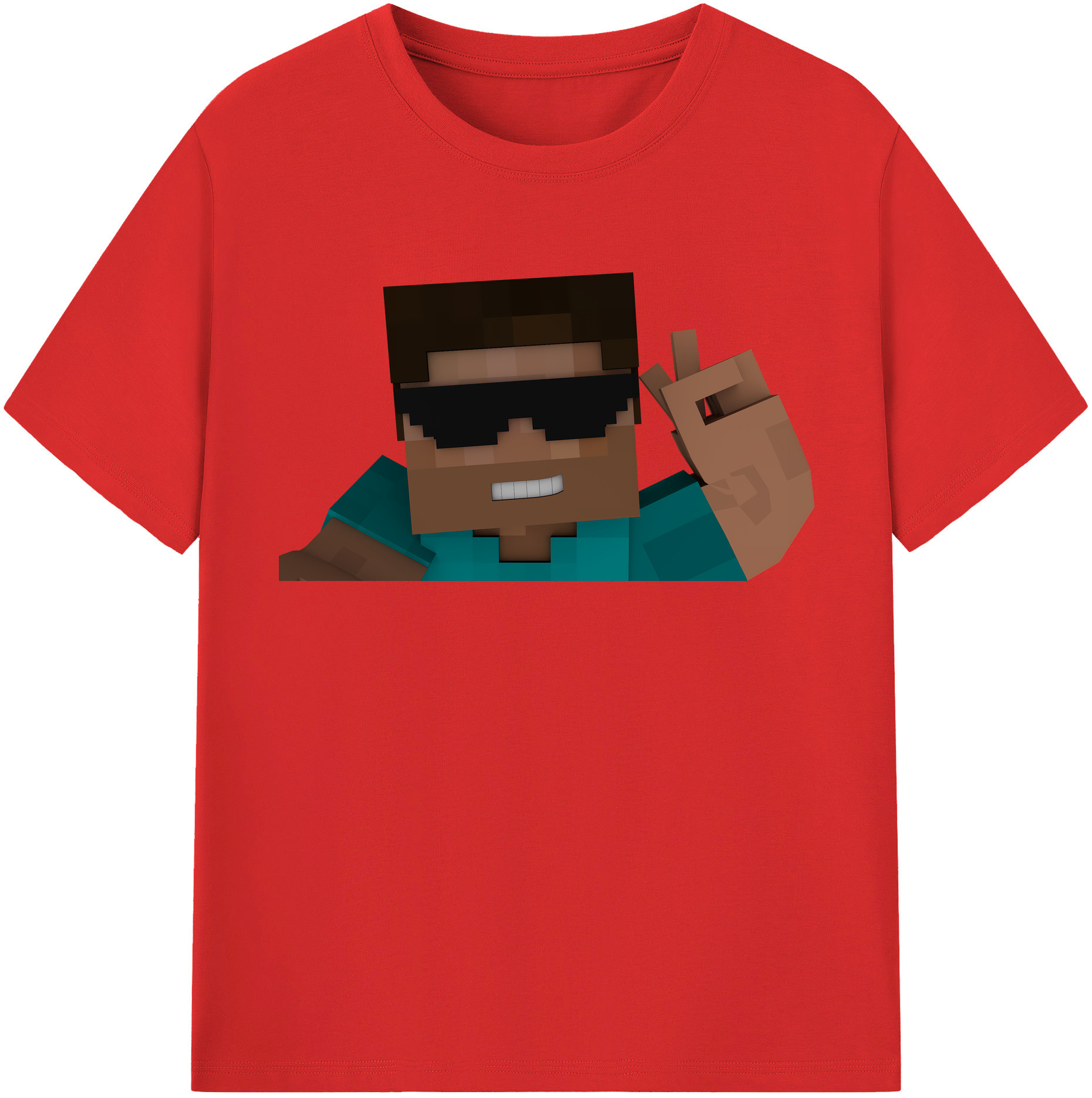 （画像用） マインクラフト ブロックの世界 Minecraft MC Block world 綿100％半袖Tシャツ（フロントプリント）