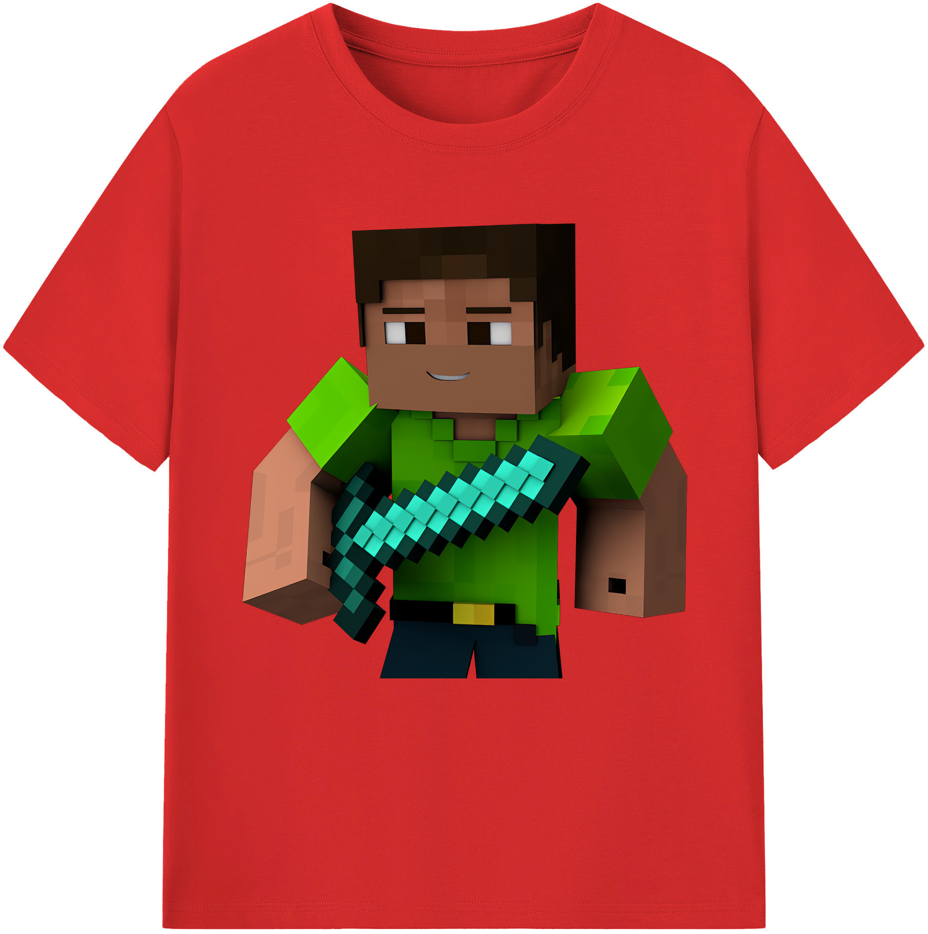 （画像用） マインクラフト ブロックの世界 Minecraft MC Block world 綿100％半袖Tシャツ（フロントプリント）