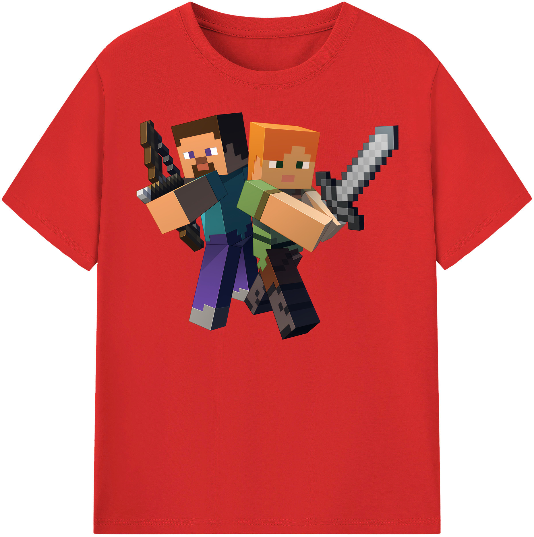 （画像用） マインクラフト ブロックの世界 Minecraft MC Block world 綿100％半袖Tシャツ（フロントプリント）