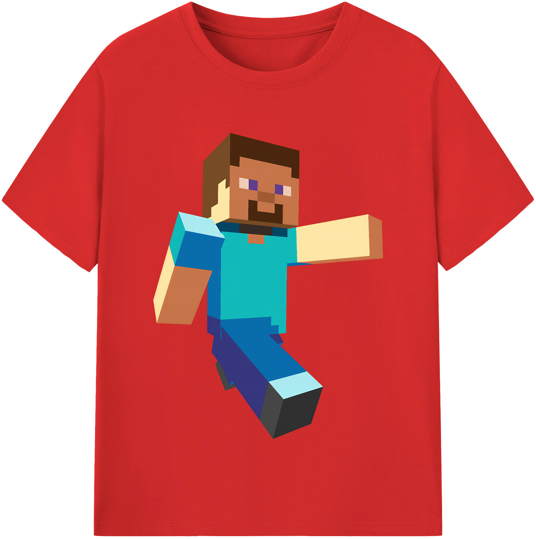 （画像用） マインクラフト ブロックの世界 Minecraft MC Block world 綿100％半袖Tシャツ（フロントプリント）