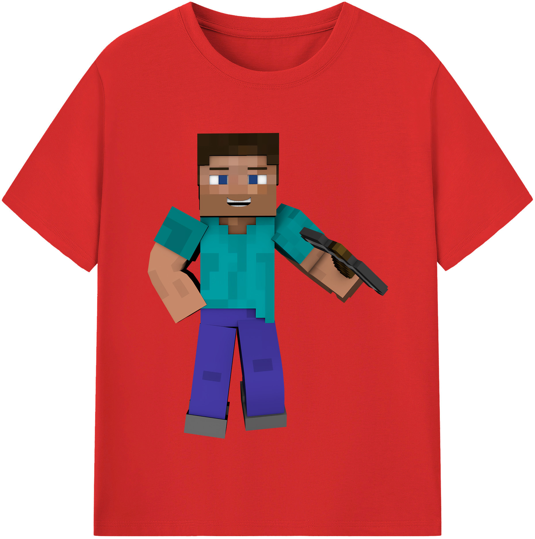 （画像用） マインクラフト ブロックの世界 Minecraft MC Block world 綿100％半袖Tシャツ（フロントプリント）