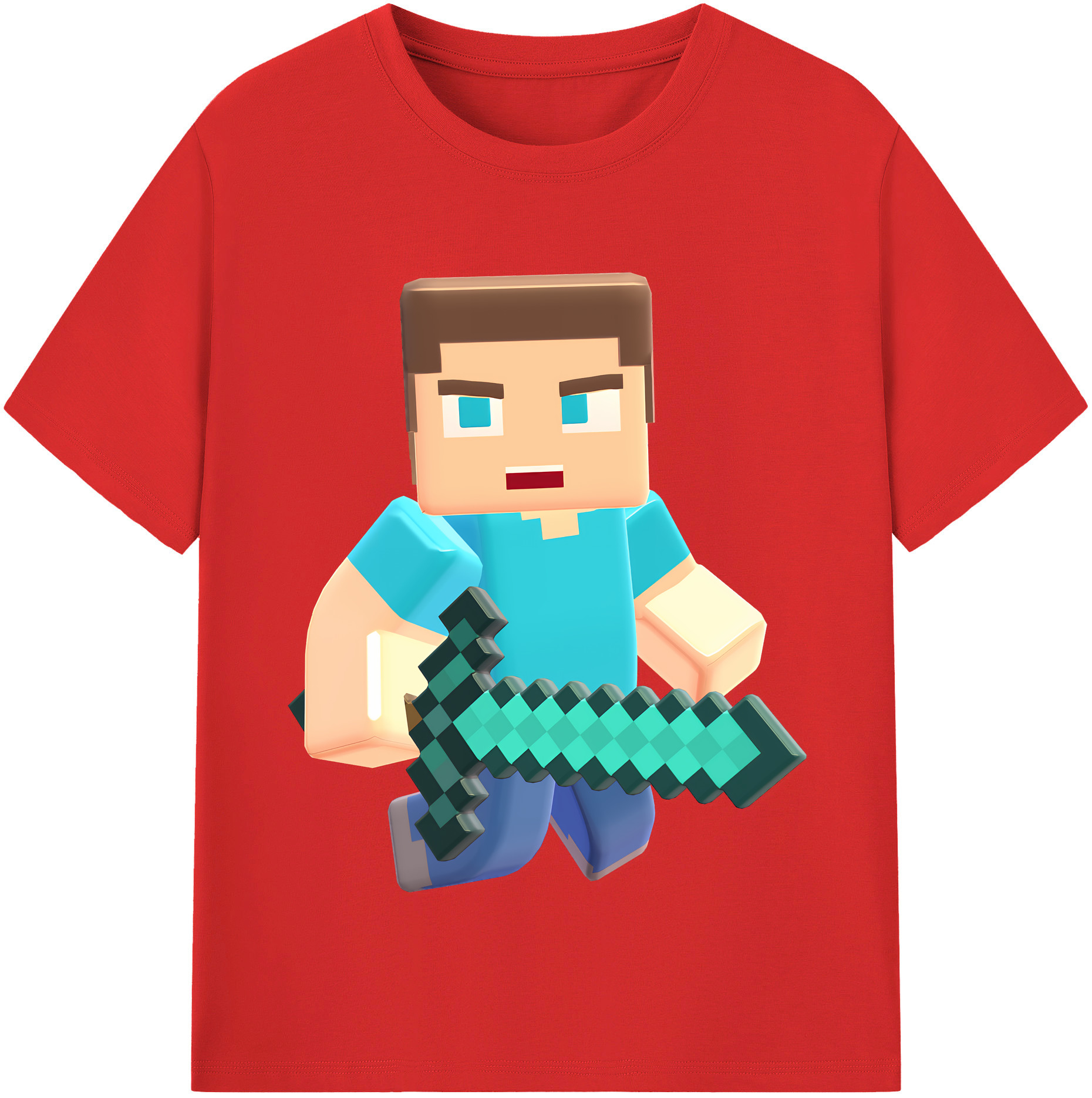 （画像用） マインクラフト ブロックの世界 Minecraft MC Block world 綿100％半袖Tシャツ（フロントプリント）