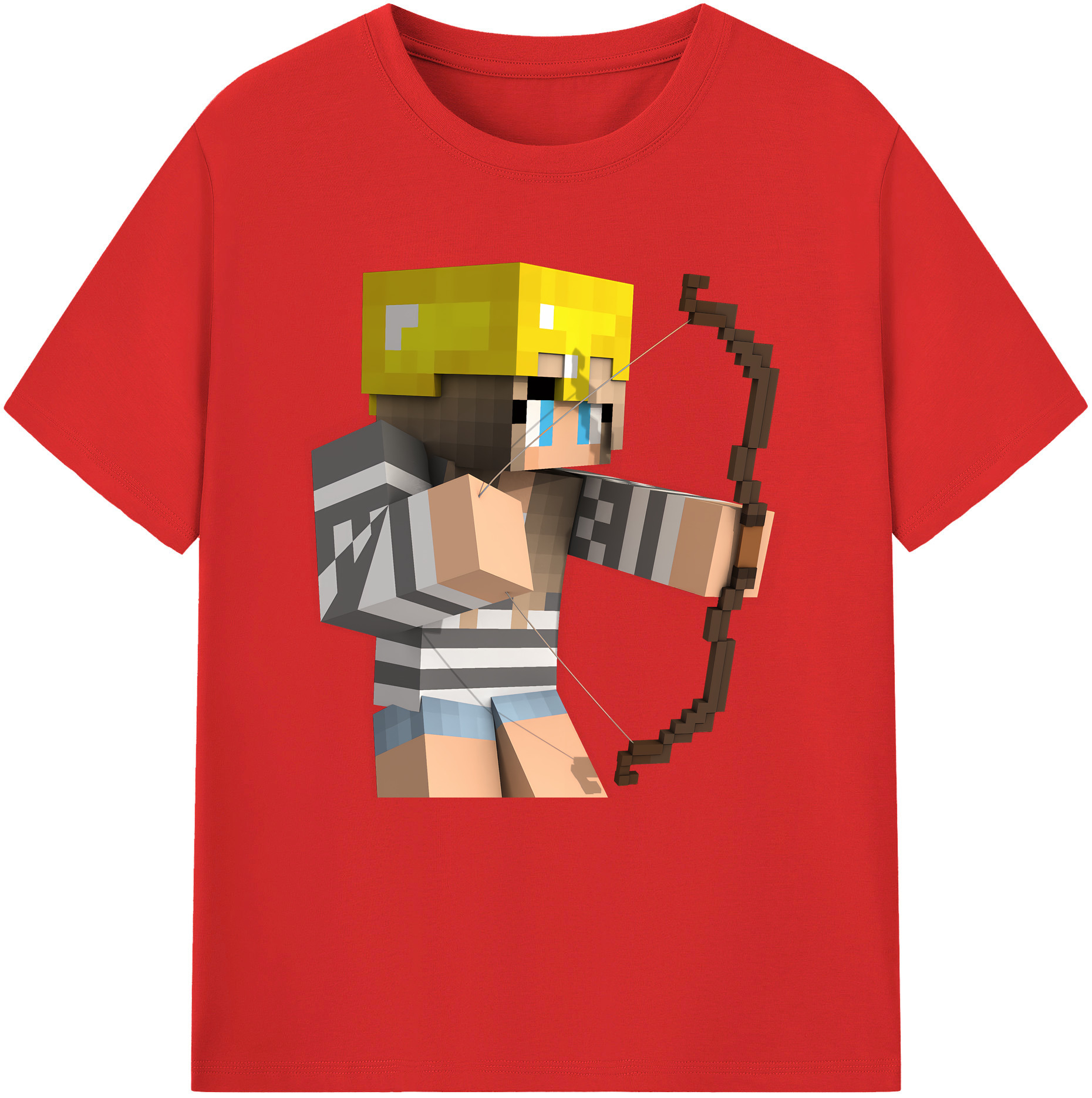 （画像用） マインクラフト ブロックの世界 Minecraft MC Block world 綿100％半袖Tシャツ（フロントプリント）