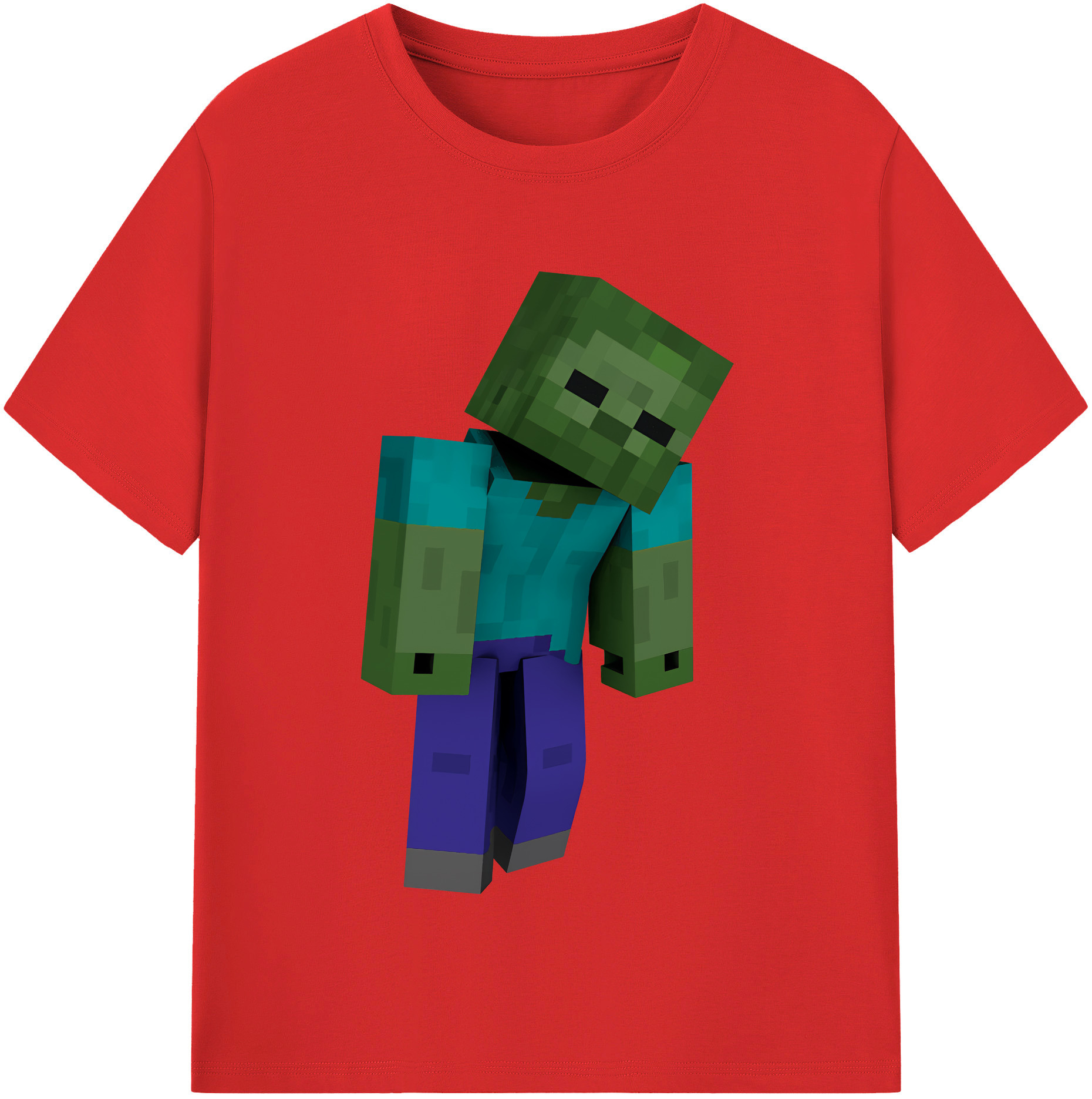 （画像用） マインクラフト ブロックの世界 Minecraft MC Block world 綿100％半袖Tシャツ（フロントプリント）