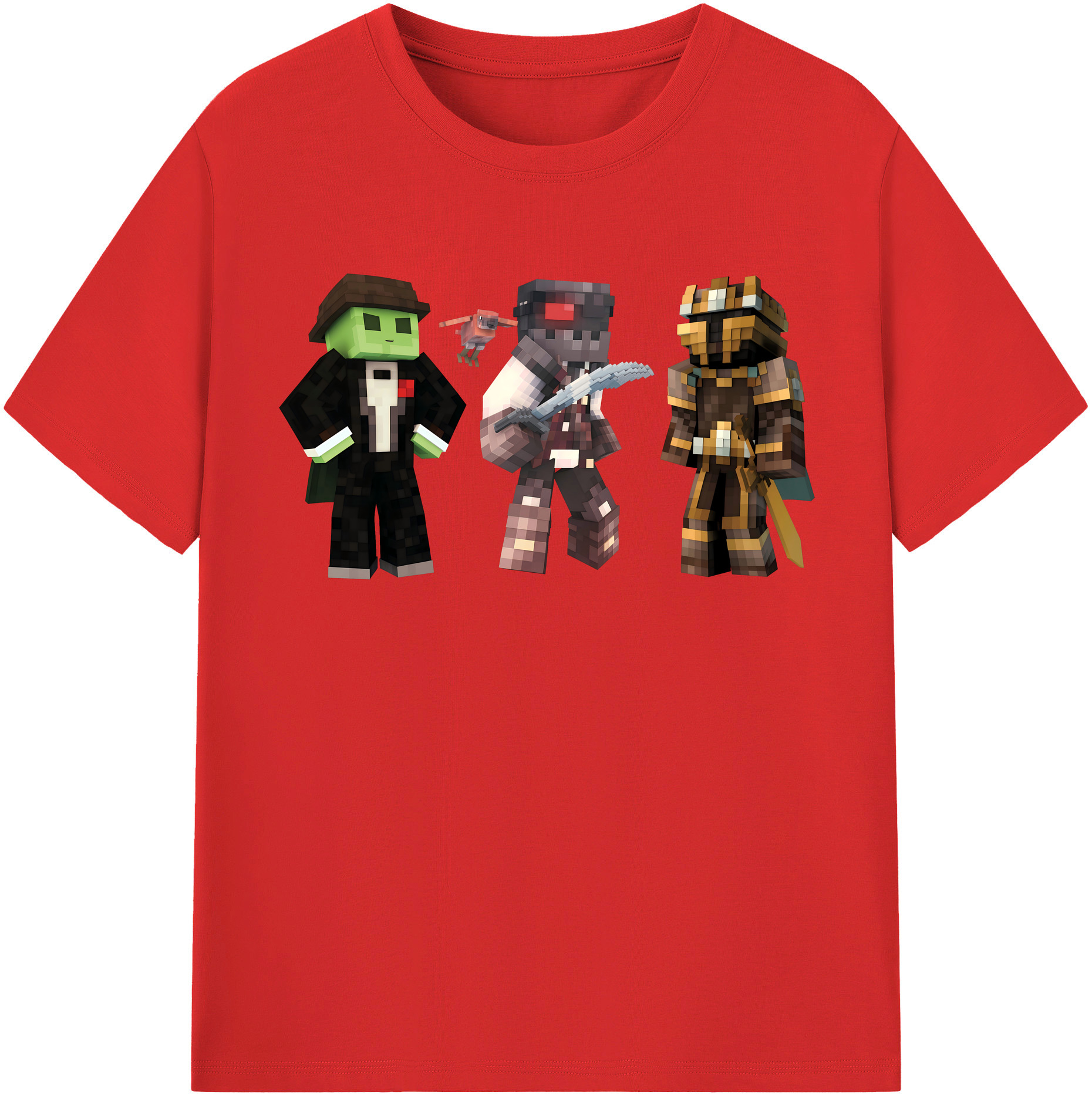 （画像用） マインクラフト ブロックの世界 Minecraft MC Block world 綿100％半袖Tシャツ（フロントプリント）