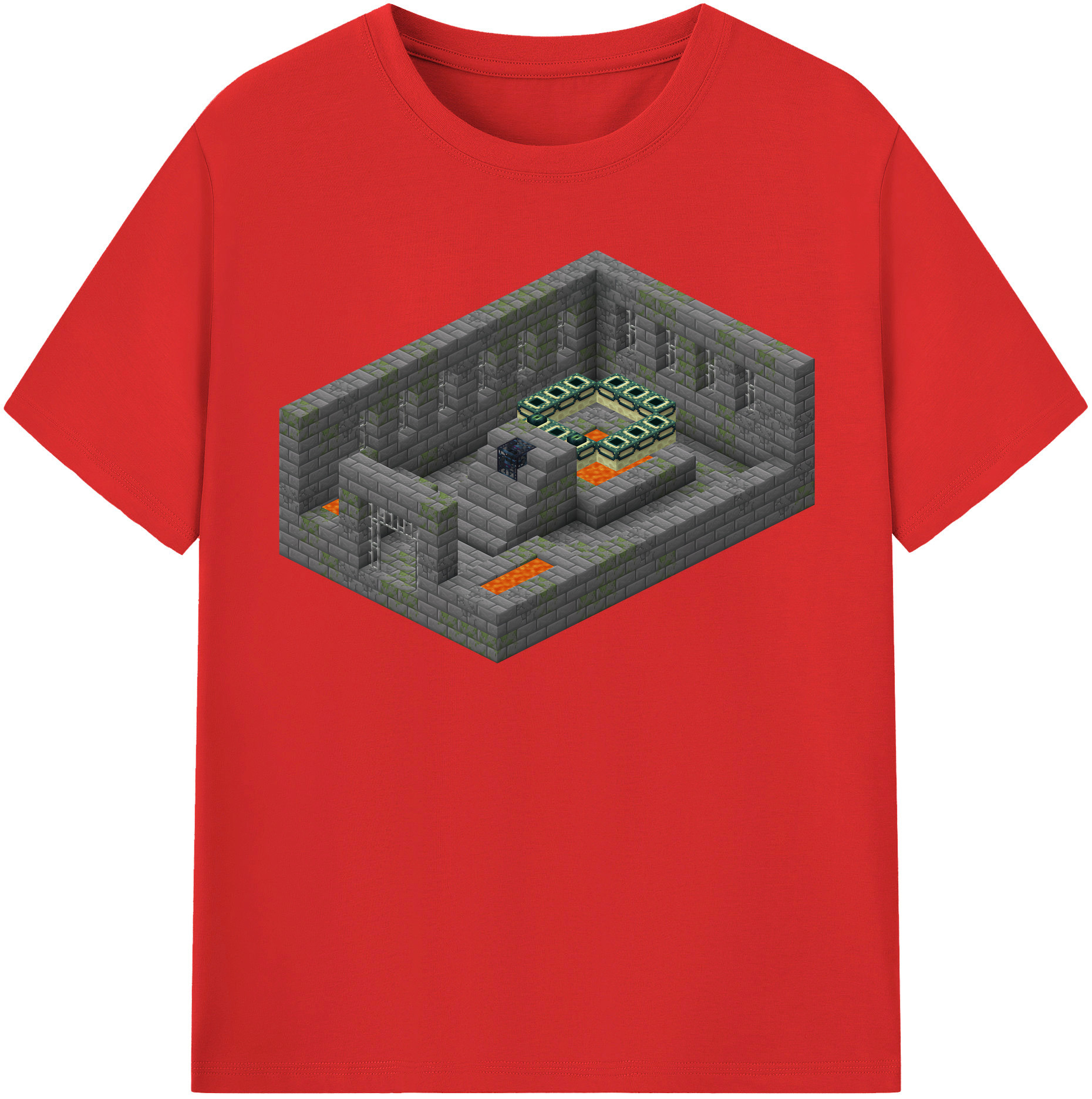 （画像用） マインクラフト ブロックの世界 Minecraft MC Block world 綿100％半袖Tシャツ（フロントプリント）