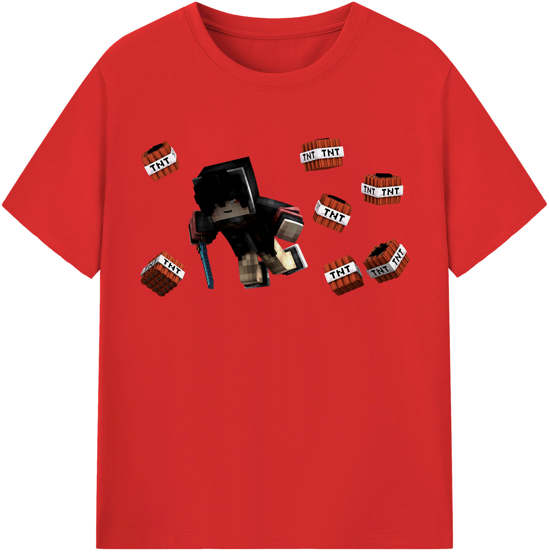 （画像用） マインクラフト ブロックの世界 Minecraft MC Block world 綿100％半袖Tシャツ（フロントプリント）
