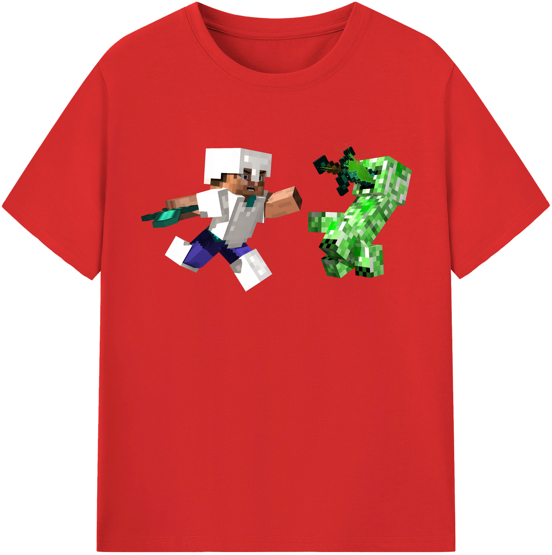 （画像用） マインクラフト ブロックの世界 Minecraft MC Block world 綿100％半袖Tシャツ（フロントプリント）