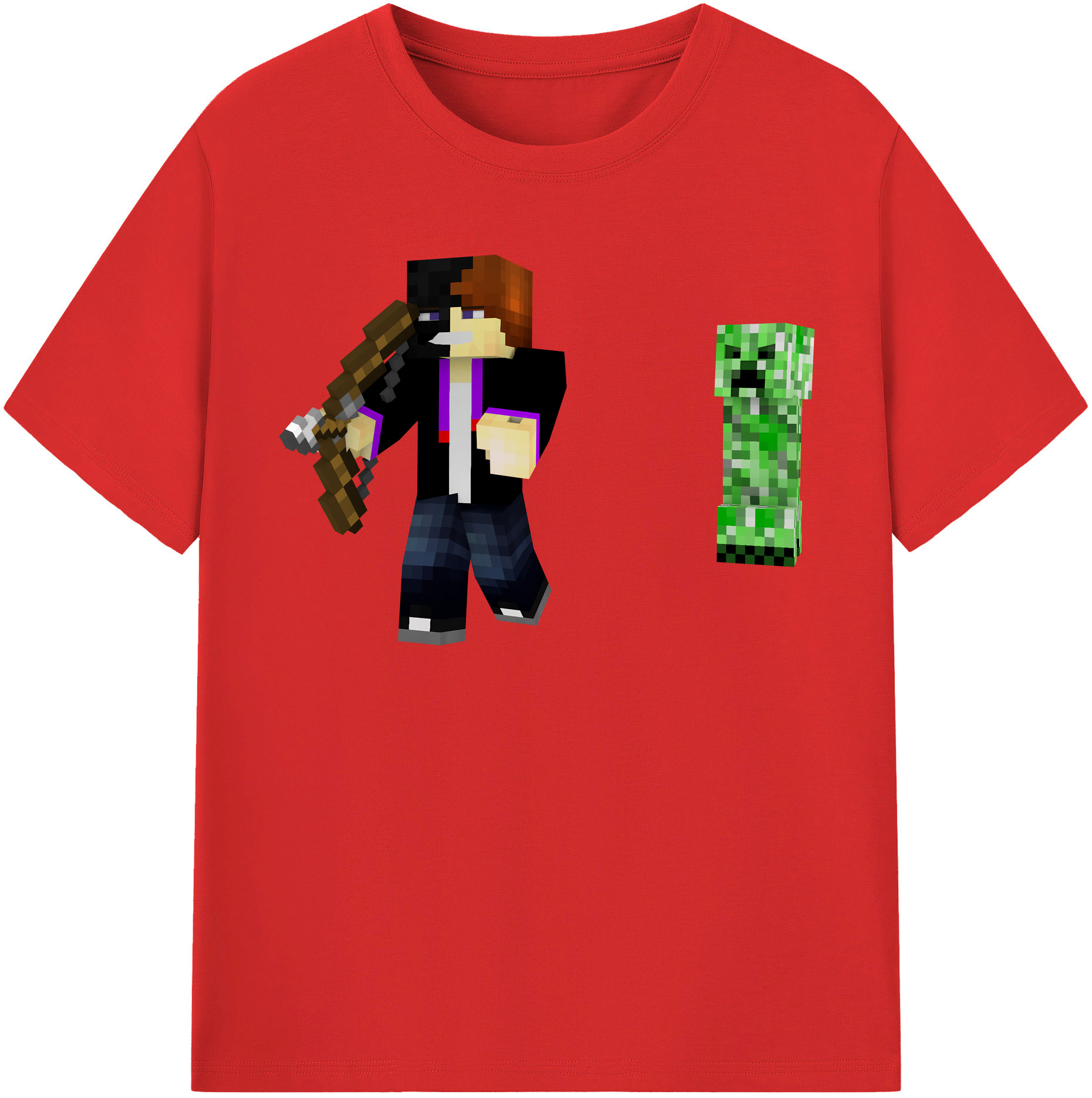 （画像用） マインクラフト ブロックの世界 Minecraft MC Block world 綿100％半袖Tシャツ（フロントプリント）