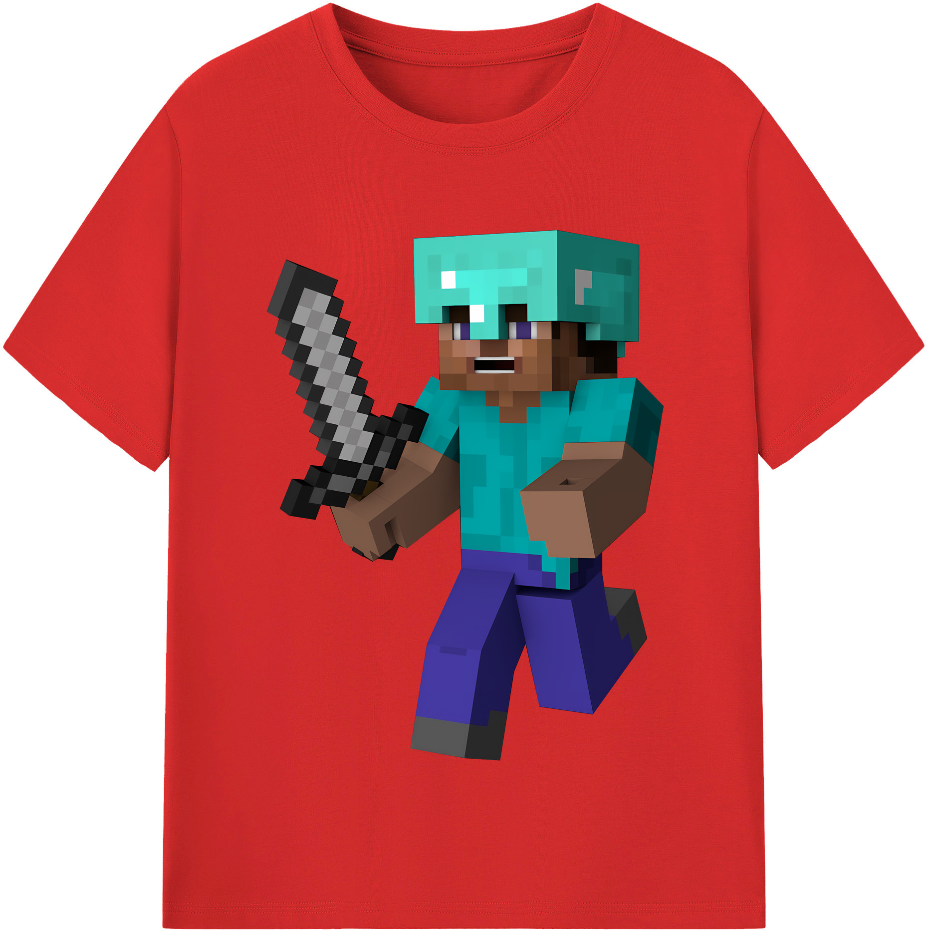 （画像用） マインクラフト ブロックの世界 Minecraft MC Block world 綿100％半袖Tシャツ（フロントプリント）