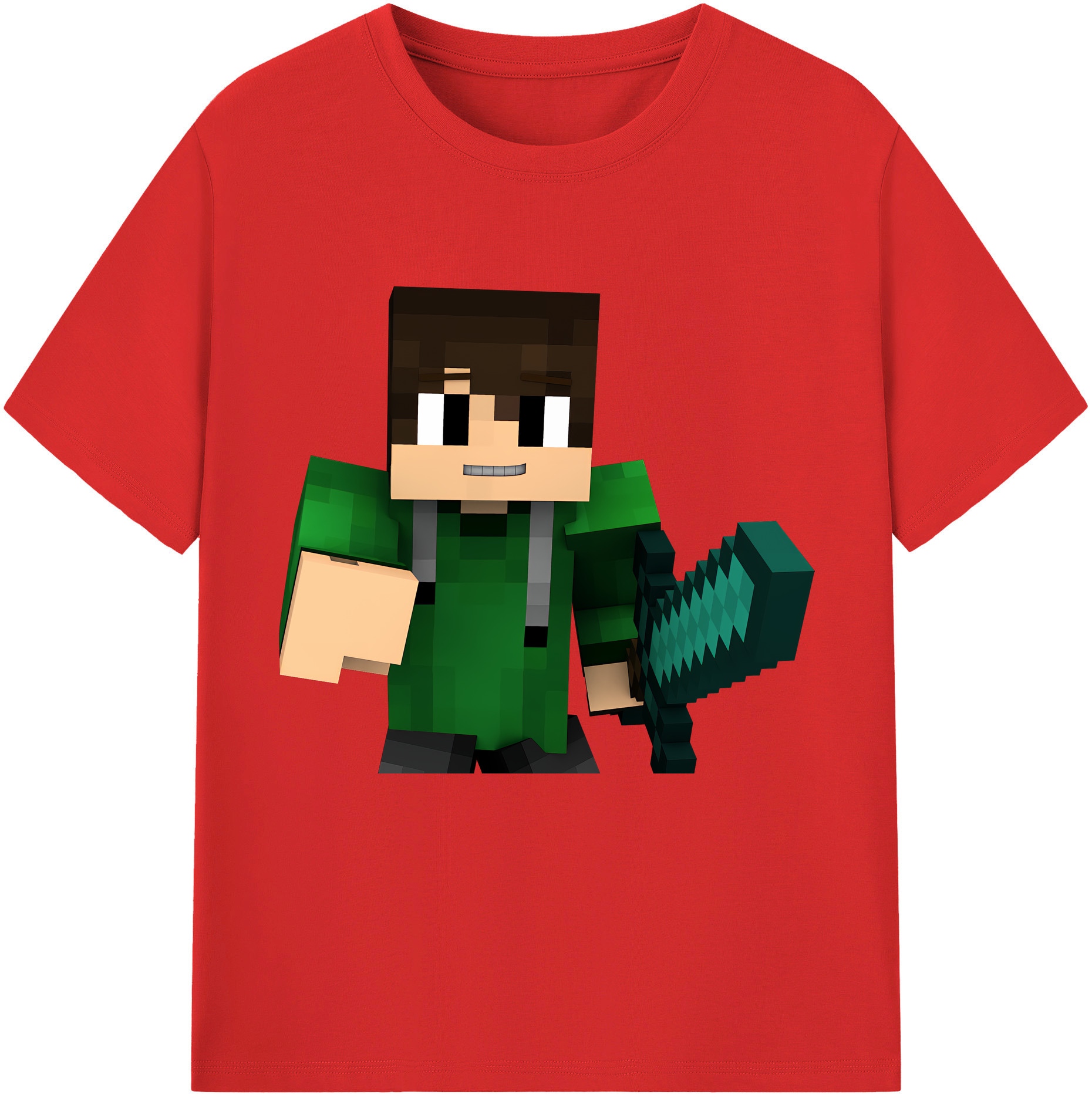 （画像用） マインクラフト ブロックの世界 Minecraft MC Block world 綿100％半袖Tシャツ（フロントプリント）