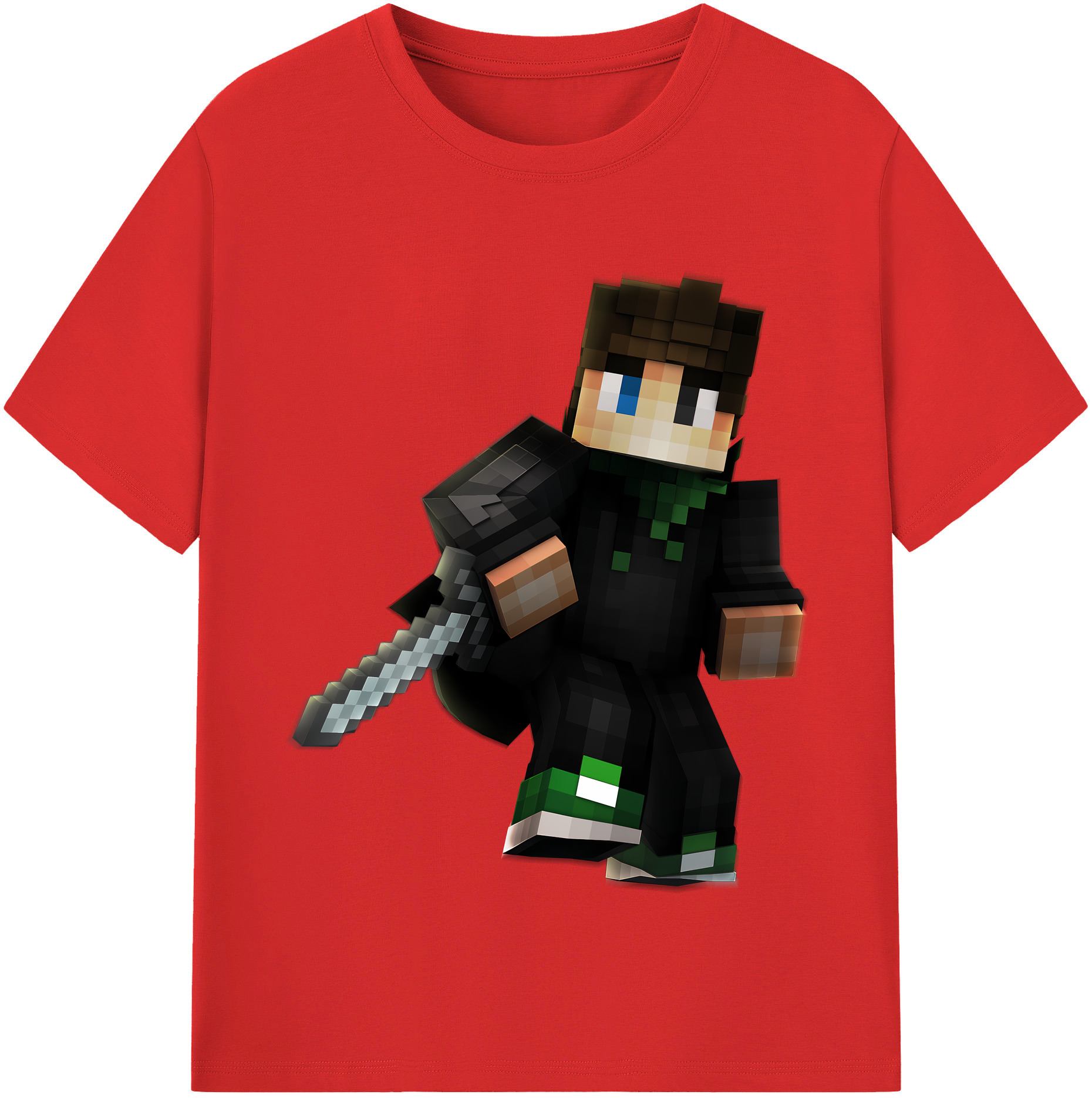 （画像用） マインクラフト ブロックの世界 Minecraft MC Block world 綿100％半袖Tシャツ（フロントプリント）