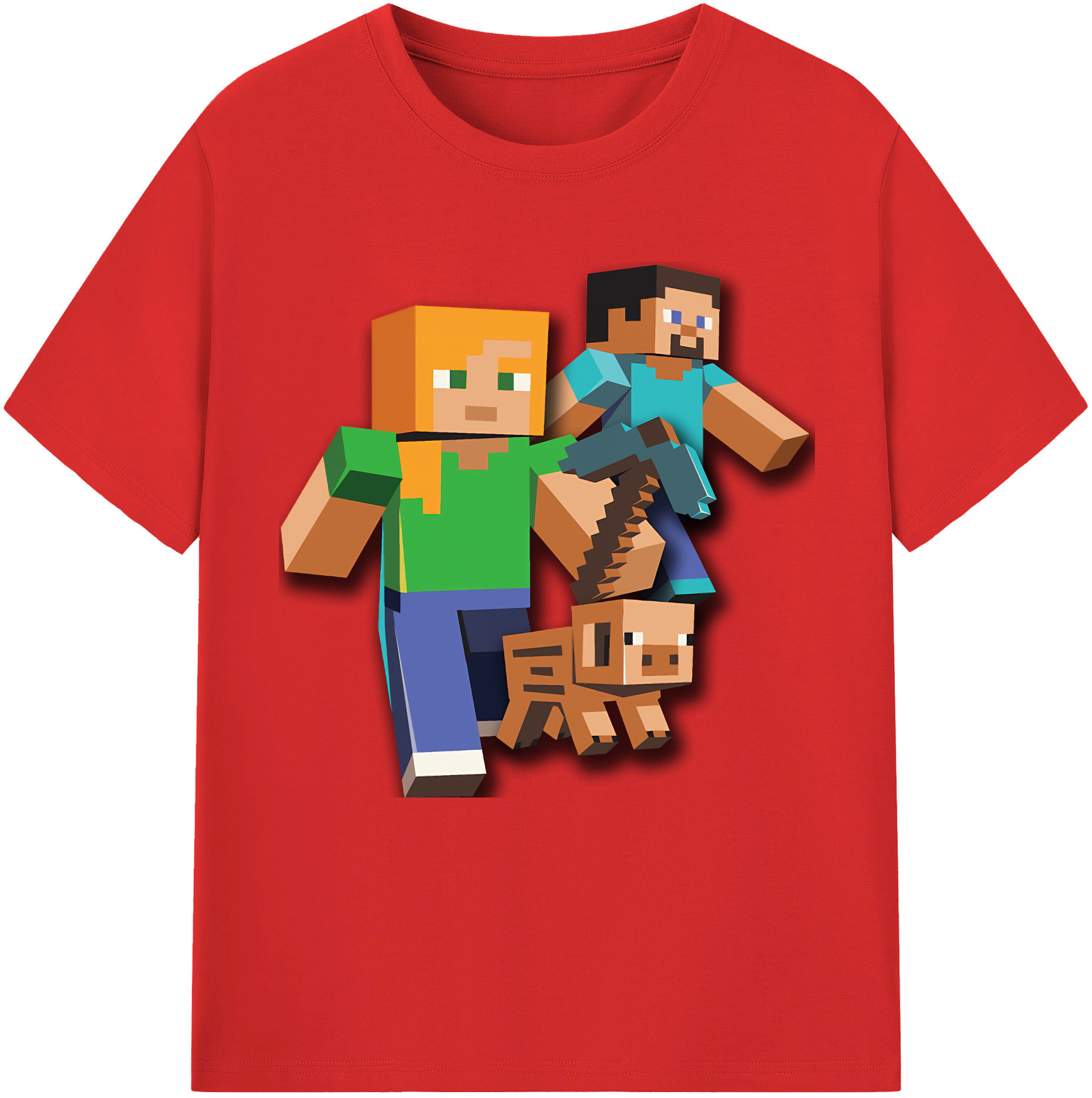 （画像用） マインクラフト ブロックの世界 Minecraft MC Block world 綿100％半袖Tシャツ（フロントプリント）