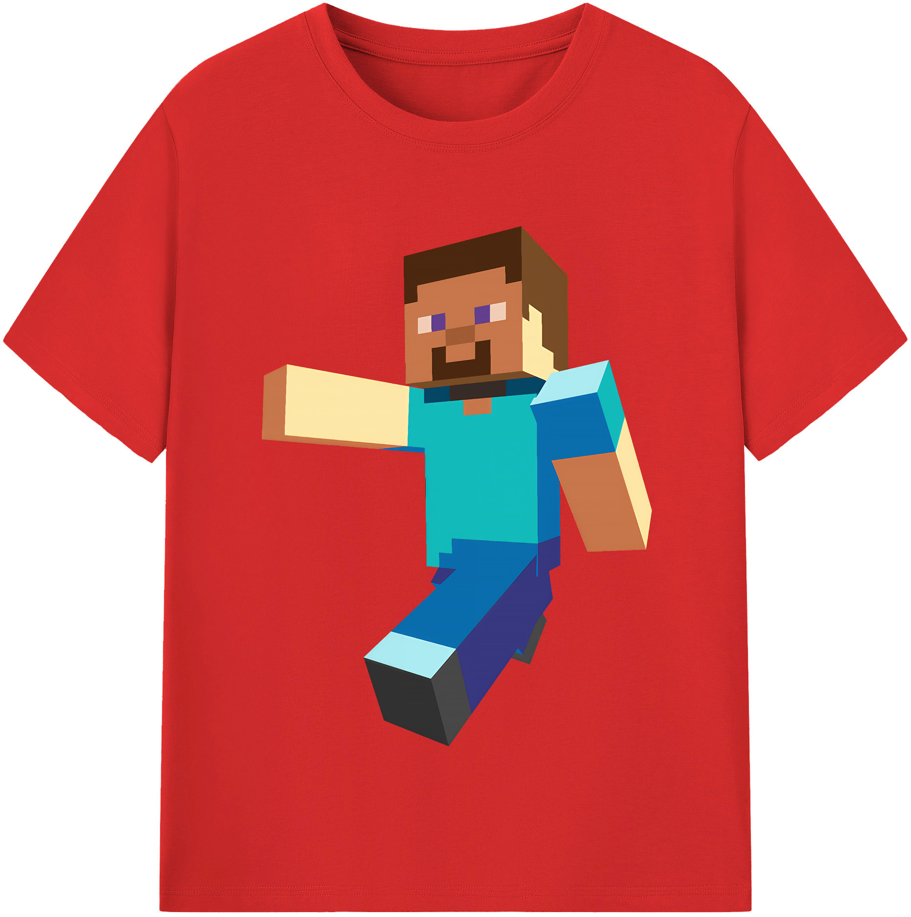 （画像用） マインクラフト ブロックの世界 Minecraft MC Block world 綿100％半袖Tシャツ（フロントプリント）