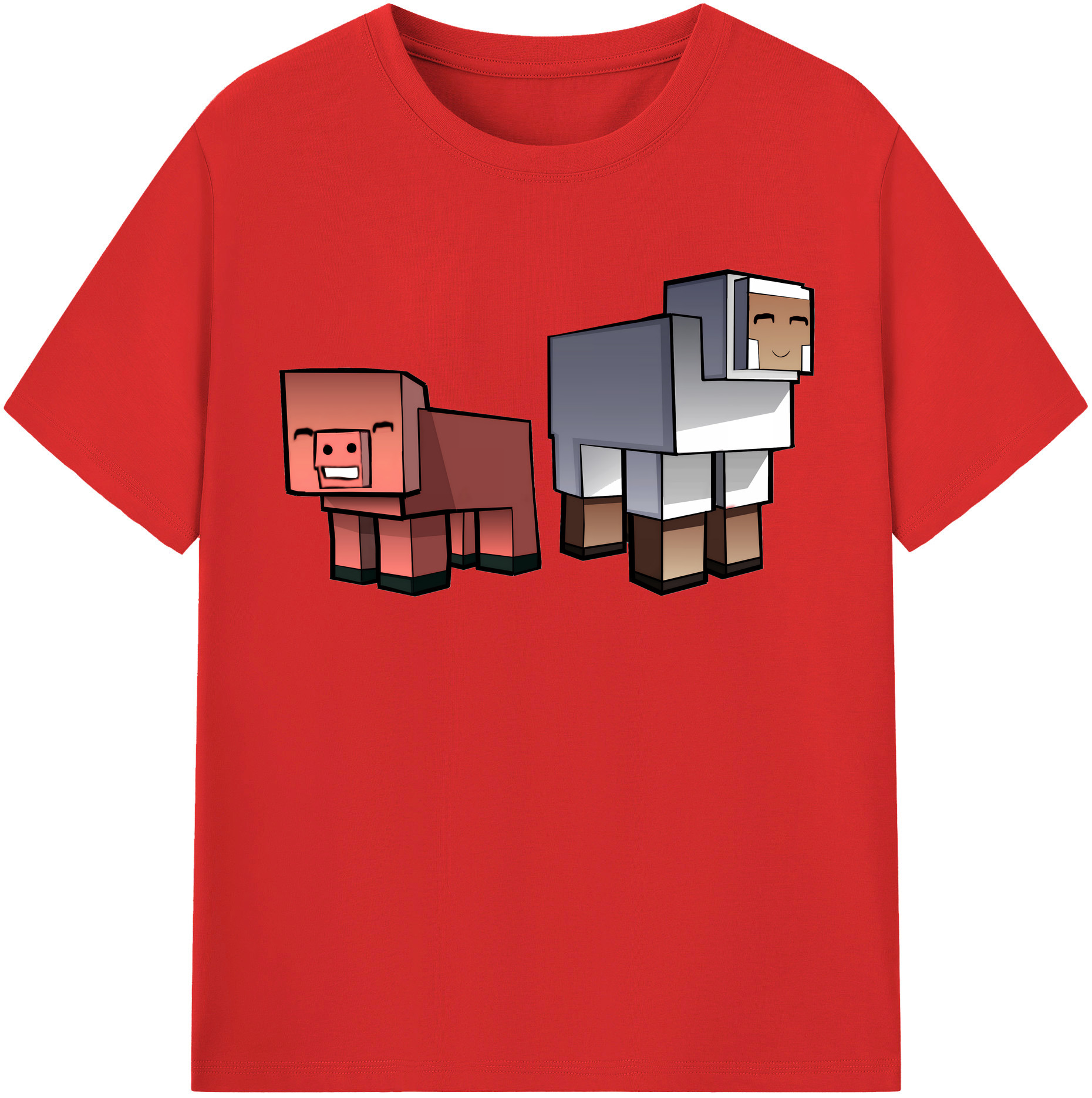 （画像用） マインクラフト ブロックの世界 Minecraft MC Block world 綿100％半袖Tシャツ（フロントプリント）