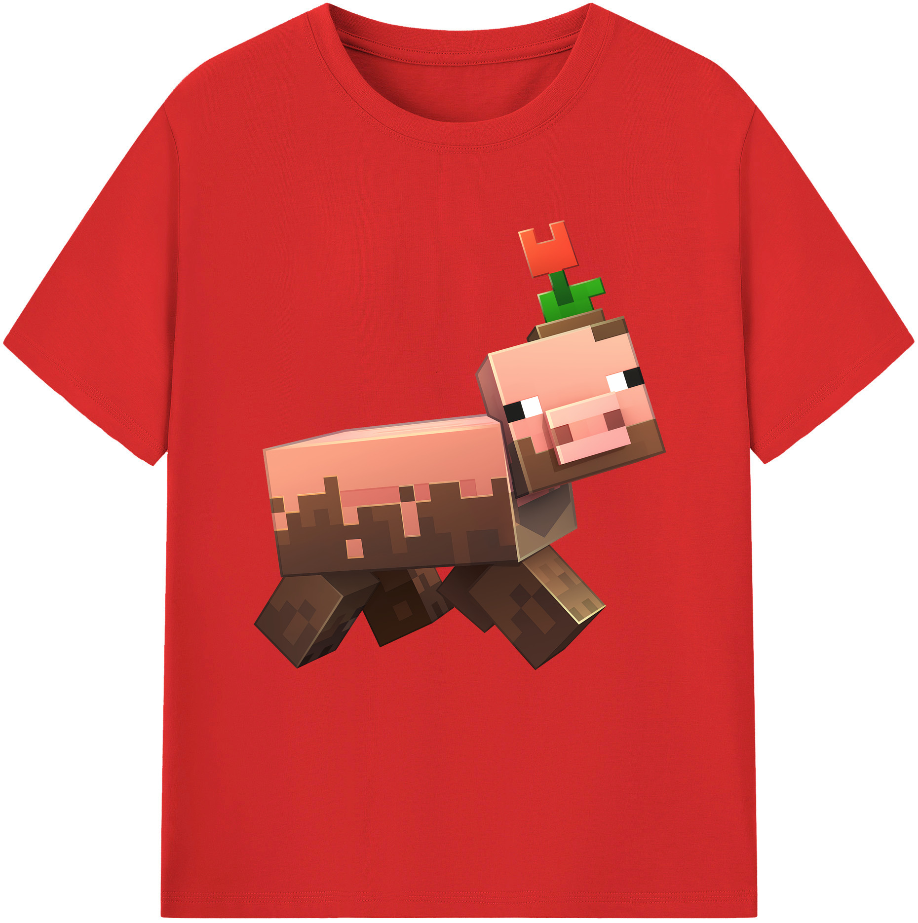 （画像用） マインクラフト ブロックの世界 Minecraft MC Block world 綿100％半袖Tシャツ（フロントプリント）