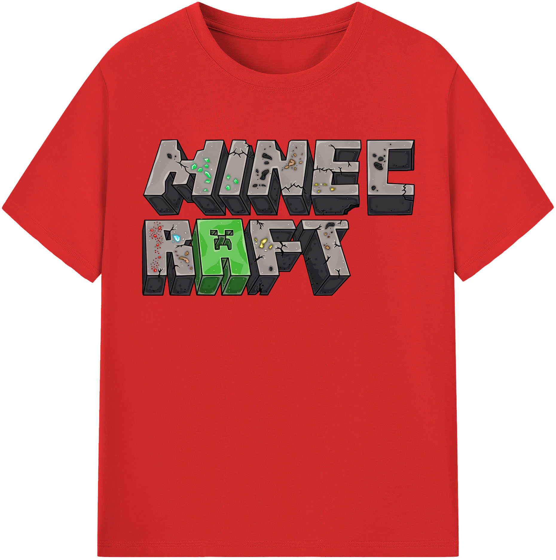 （画像用） マインクラフト ブロックの世界 Minecraft MC Block world 綿100％半袖Tシャツ（フロントプリント）