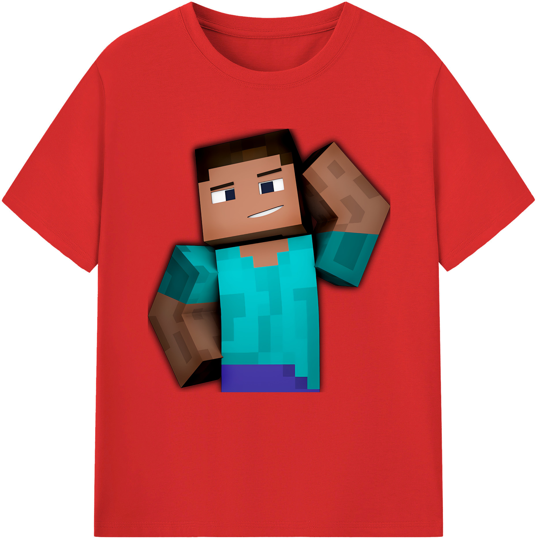 （画像用） マインクラフト ブロックの世界 Minecraft MC Block world 綿100％半袖Tシャツ（フロントプリント）