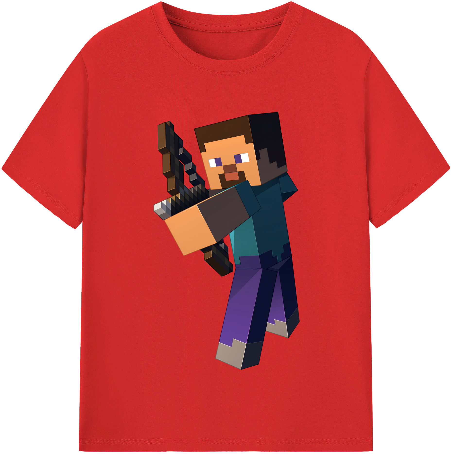 （画像用） マインクラフト ブロックの世界 Minecraft MC Block world 綿100％半袖Tシャツ（フロントプリント）
