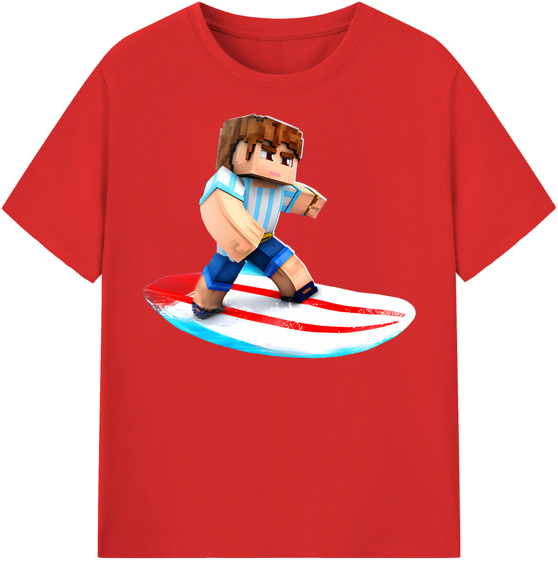 （画像用） マインクラフト ブロックの世界 Minecraft MC Block world 綿100％半袖Tシャツ（フロントプリント）