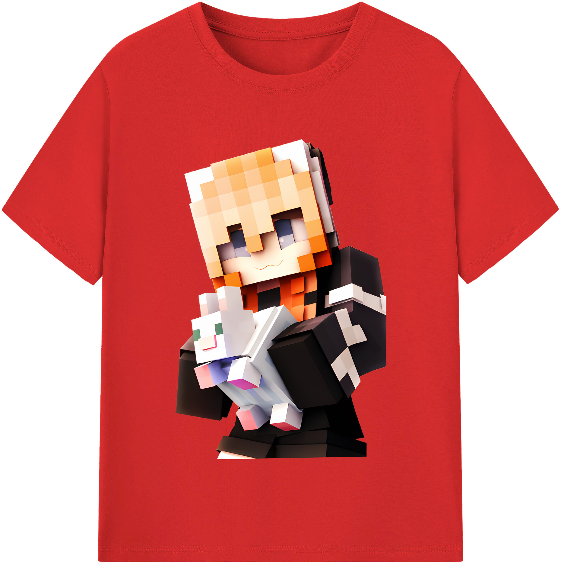 （画像用） マインクラフト ブロックの世界 Minecraft MC Block world 綿100％半袖Tシャツ（フロントプリント）