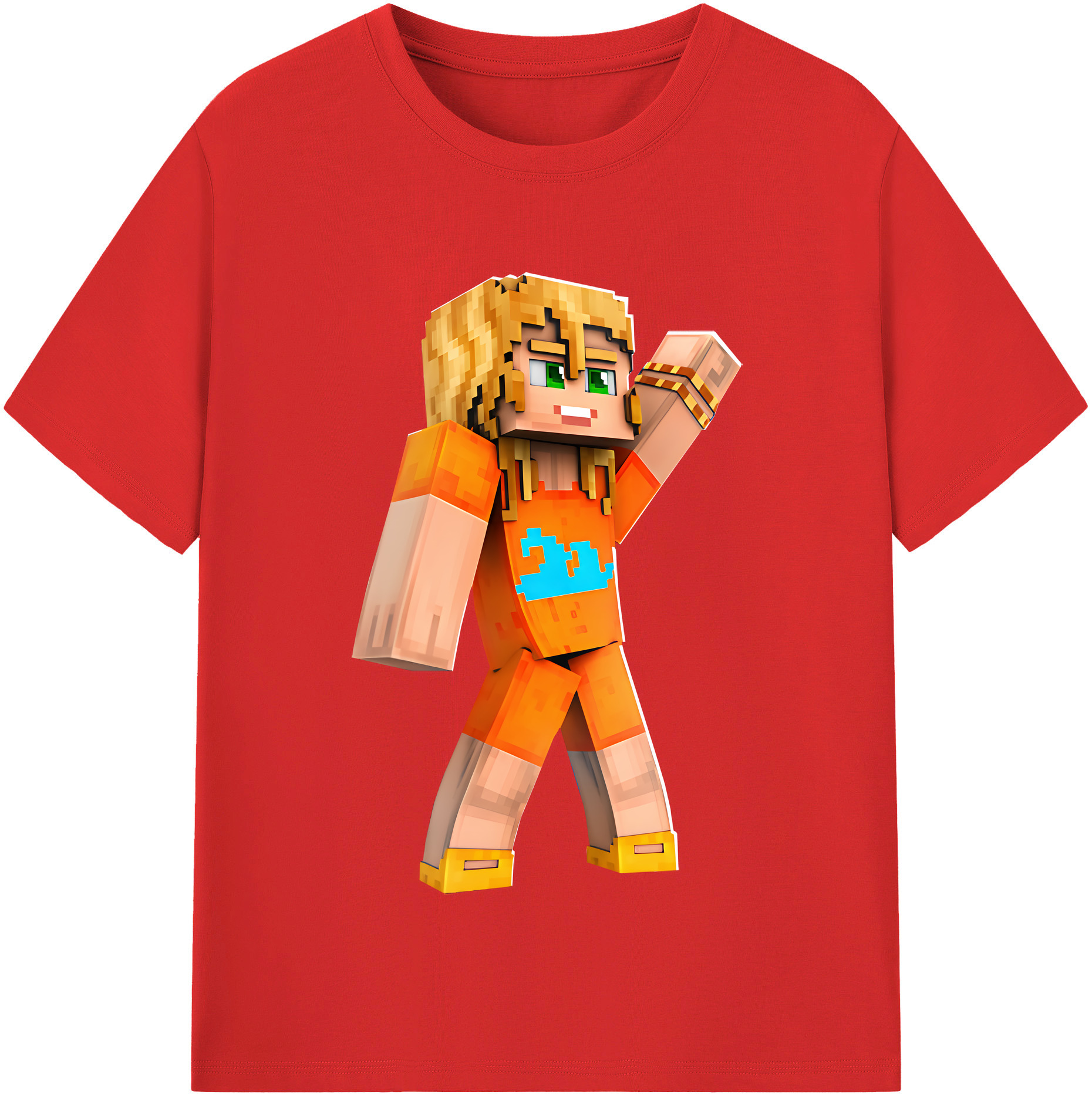 （画像用） マインクラフト ブロックの世界 Minecraft MC Block world 綿100％半袖Tシャツ（フロントプリント）