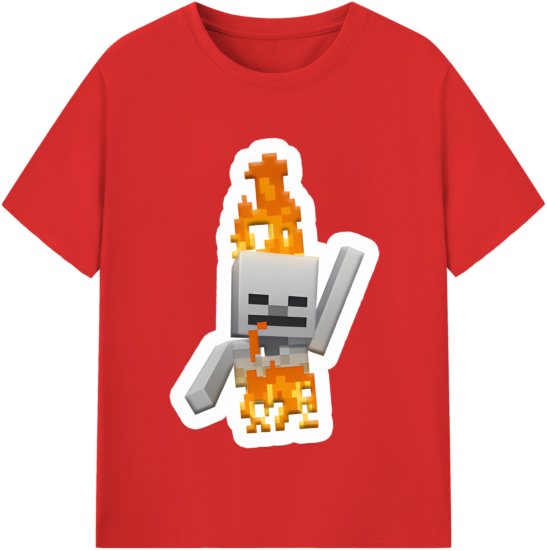 （画像用） マインクラフト ブロックの世界 Minecraft MC Block world 綿100％半袖Tシャツ（フロントプリント）