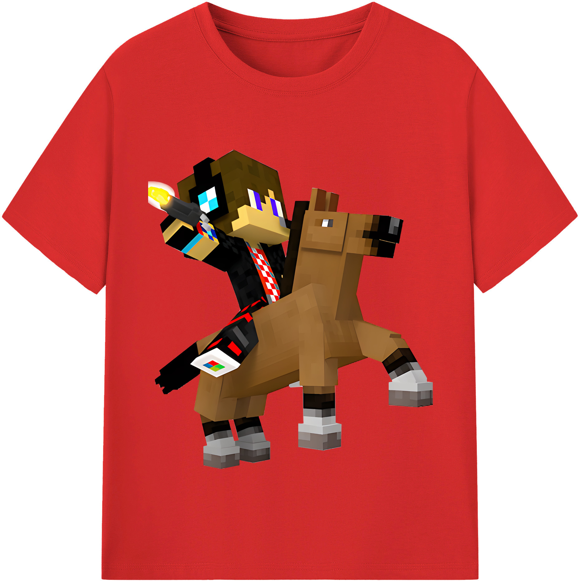 （画像用） マインクラフト ブロックの世界 Minecraft MC Block world 綿100％半袖Tシャツ（フロントプリント）