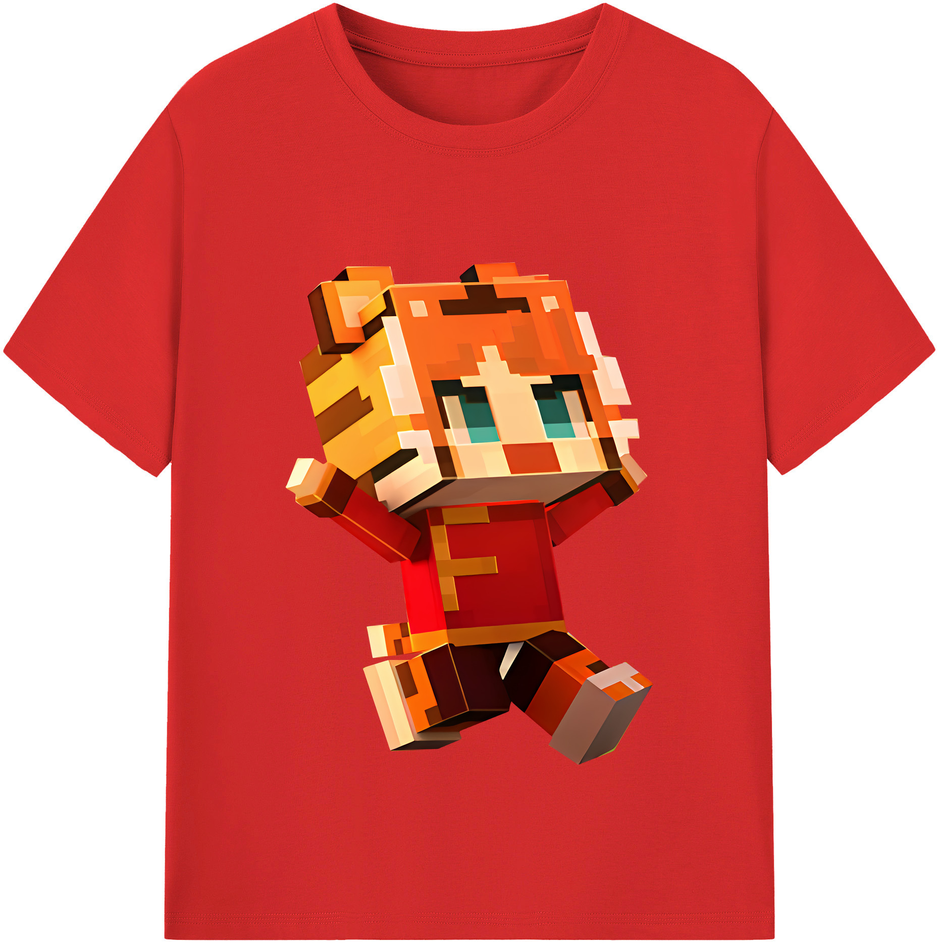 （画像用） マインクラフト ブロックの世界 Minecraft MC Block world 綿100％半袖Tシャツ（フロントプリント）