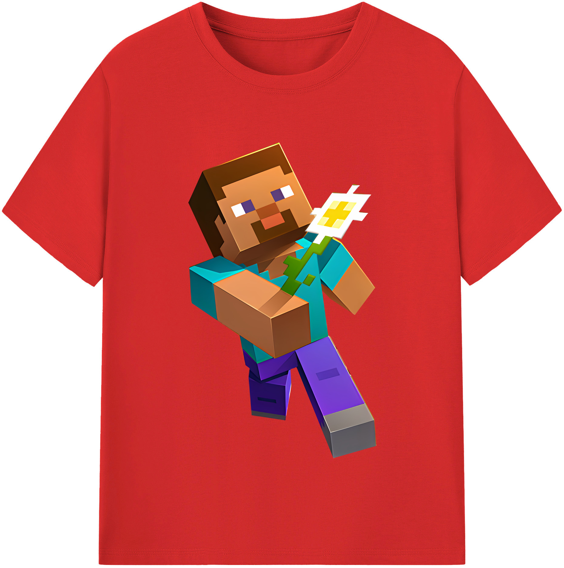 （画像用） マインクラフト ブロックの世界 Minecraft MC Block world 綿100％半袖Tシャツ（フロントプリント）