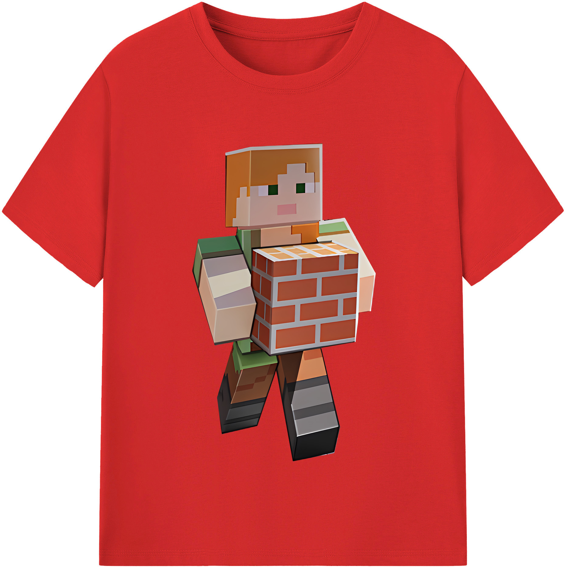 （画像用） マインクラフト ブロックの世界 Minecraft MC Block world 綿100％半袖Tシャツ（フロントプリント）