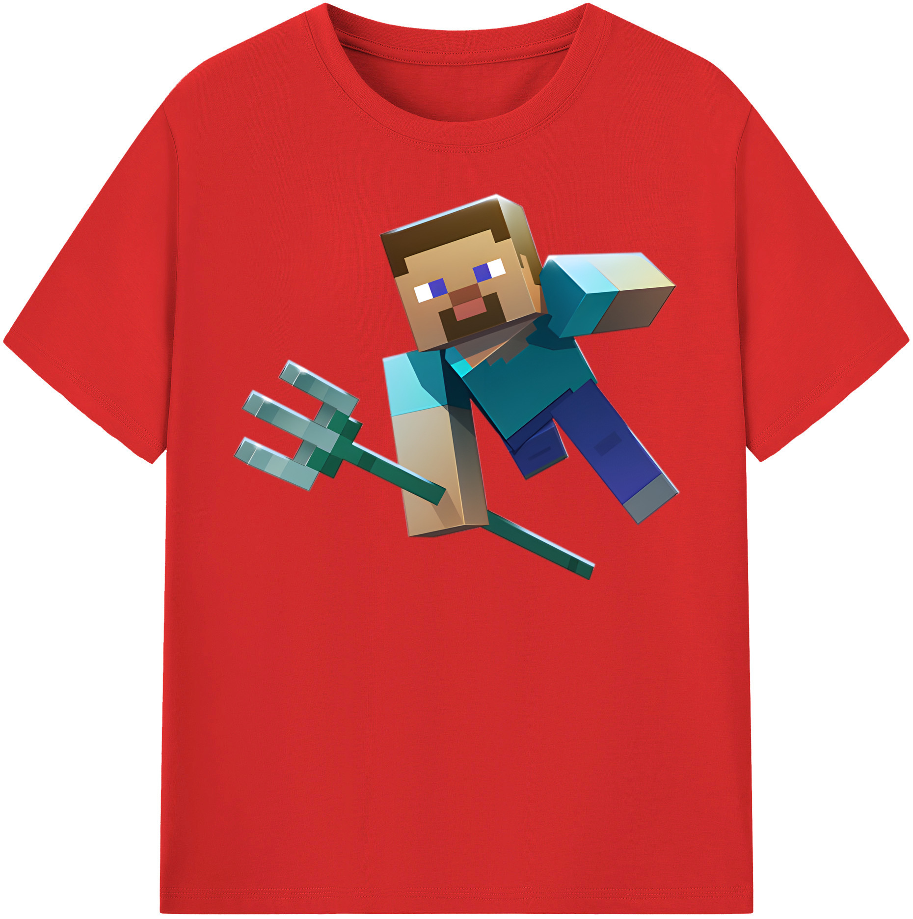 （画像用） マインクラフト ブロックの世界 Minecraft MC Block world 綿100％半袖Tシャツ（フロントプリント）