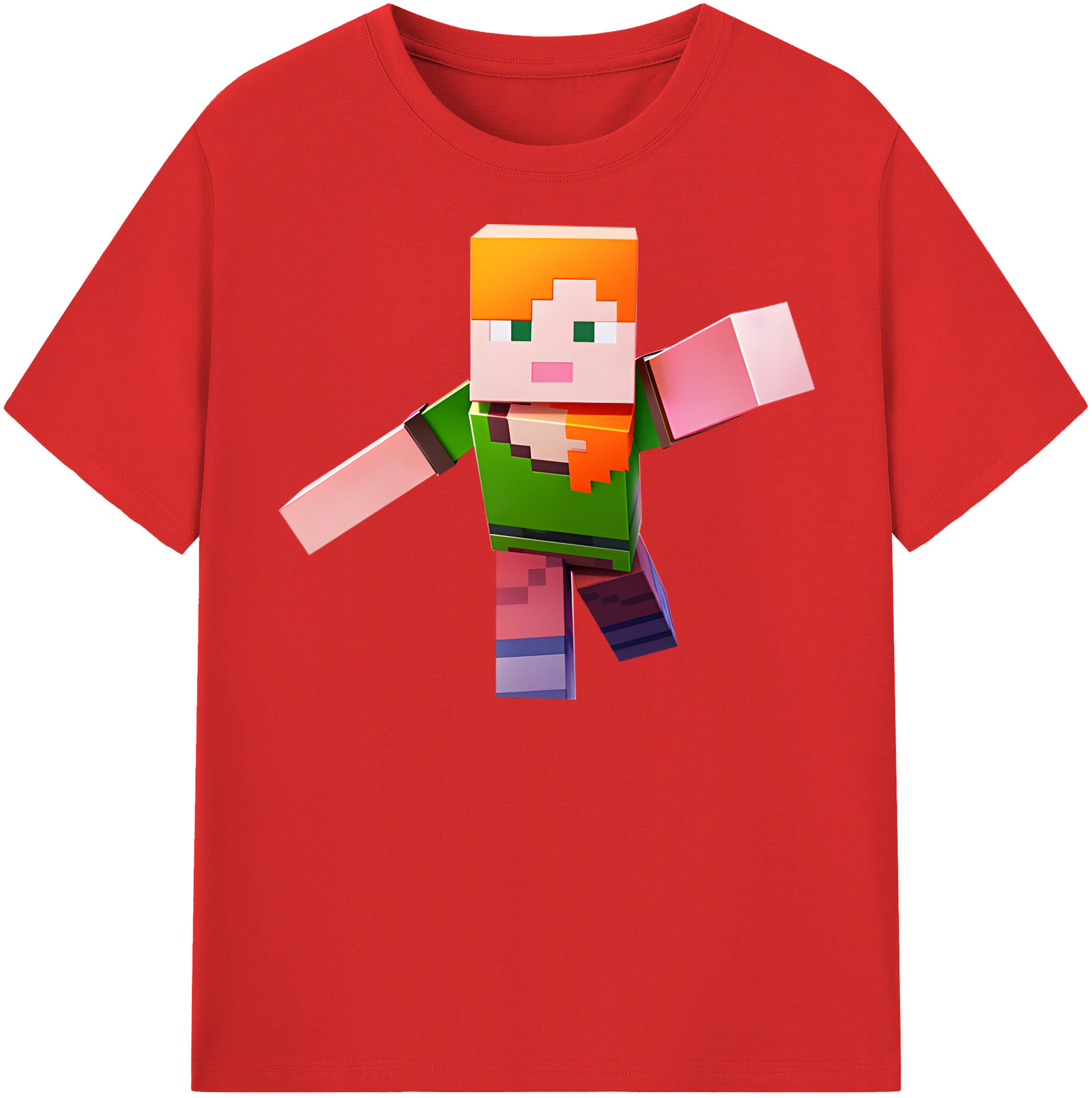 （画像用） マインクラフト ブロックの世界 Minecraft MC Block world 綿100％半袖Tシャツ（フロントプリント）