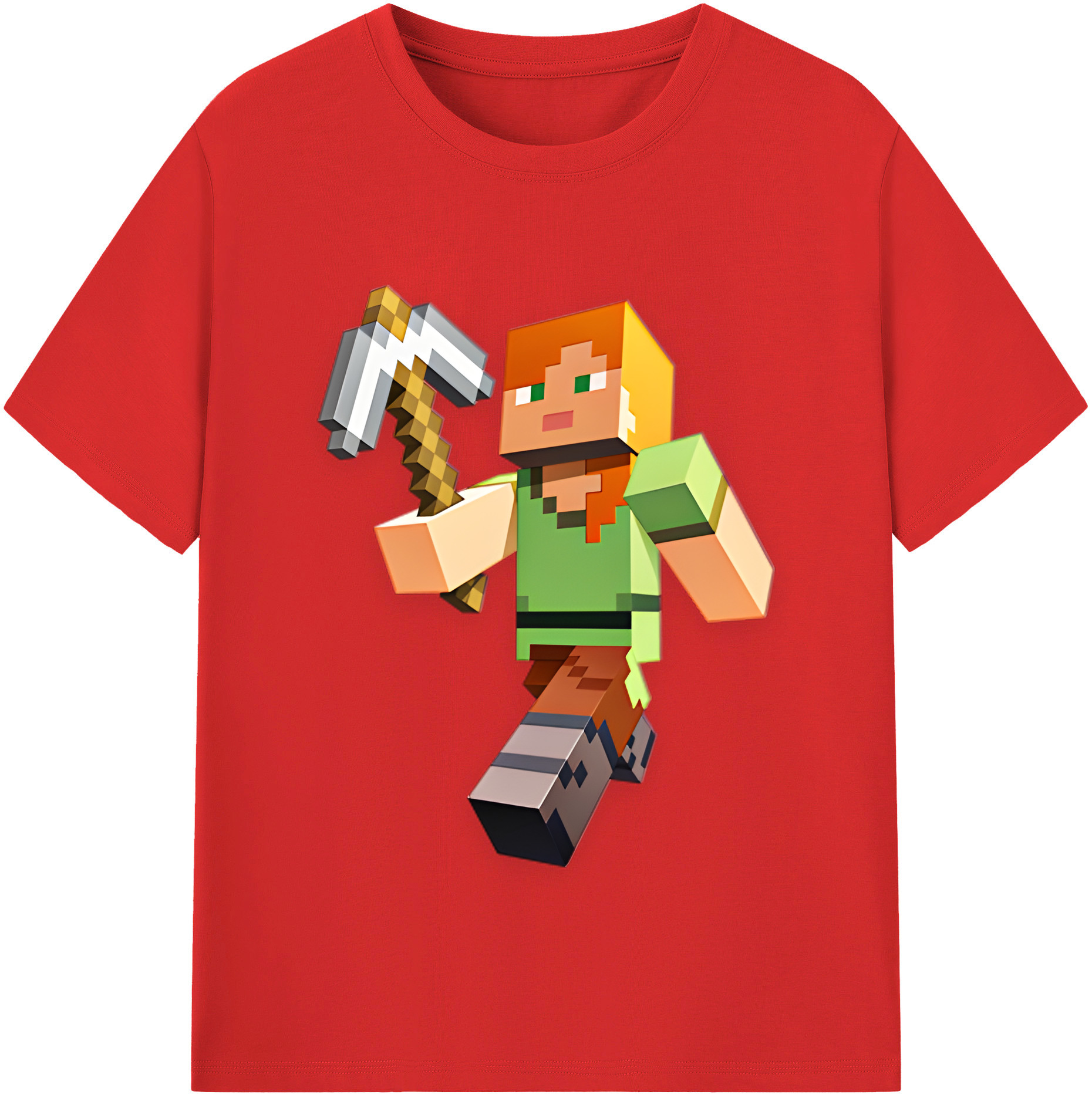 （画像用） マインクラフト ブロックの世界 Minecraft MC Block world 綿100％半袖Tシャツ（フロントプリント）