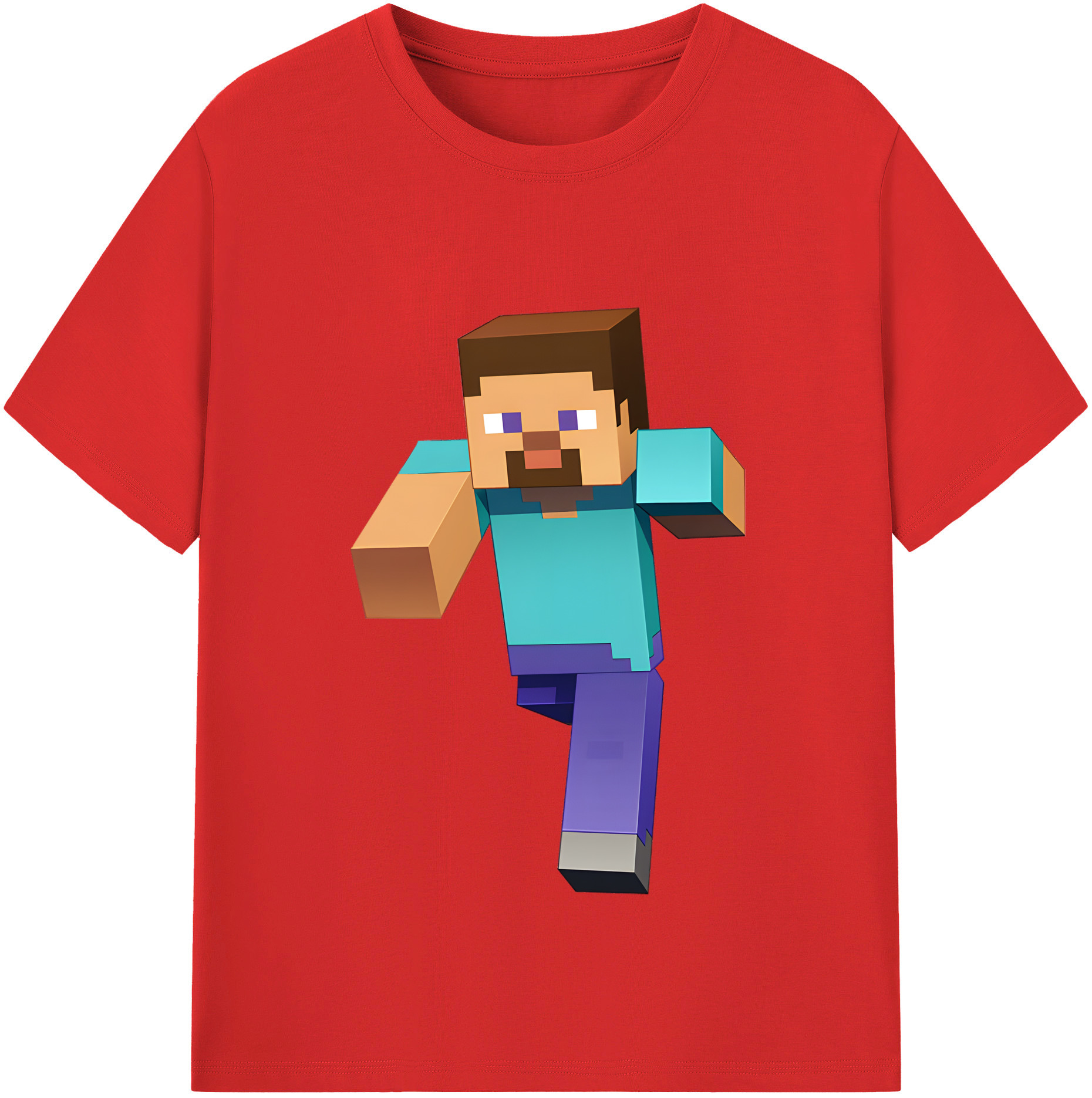 （画像用） マインクラフト ブロックの世界 Minecraft MC Block world 綿100％半袖Tシャツ（フロントプリント）