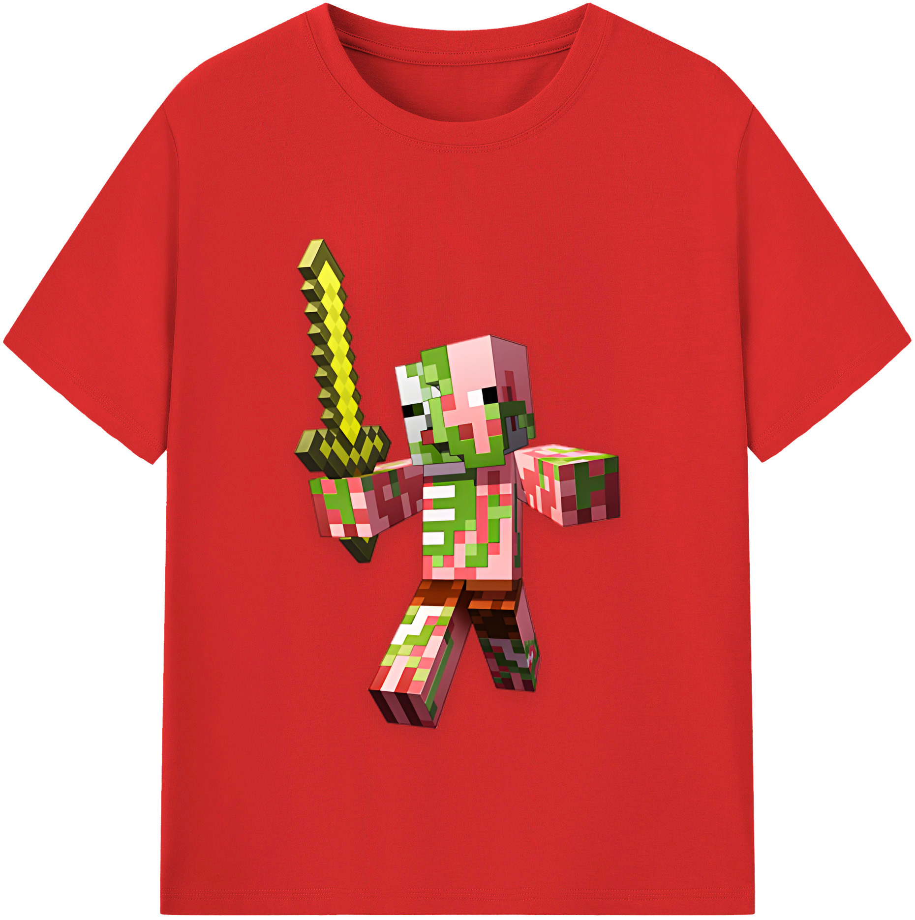 （画像用） マインクラフト ブロックの世界 Minecraft MC Block world 綿100％半袖Tシャツ（フロントプリント）