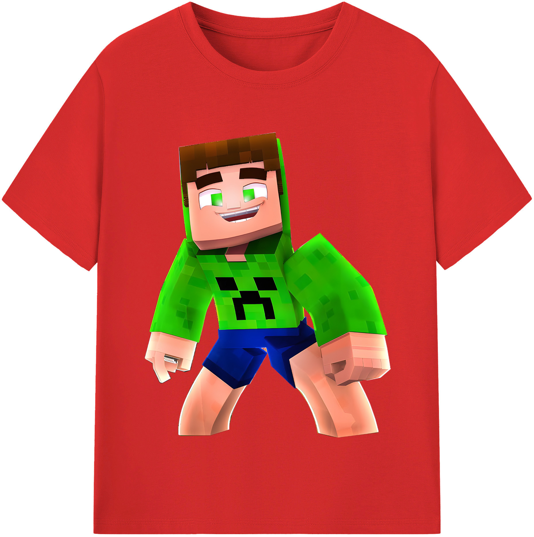（画像用） マインクラフト ブロックの世界 Minecraft MC Block world 綿100％半袖Tシャツ（フロントプリント）