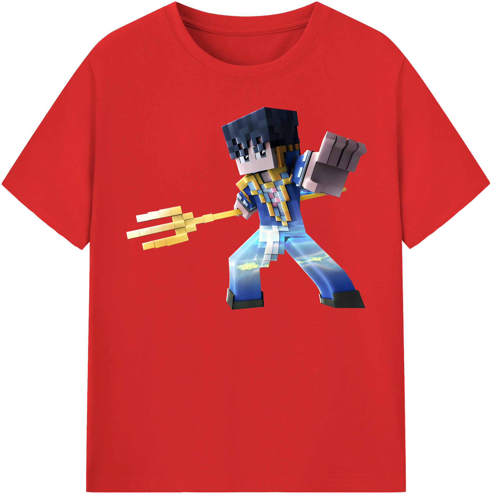 （画像用） マインクラフト ブロックの世界 Minecraft MC Block world 綿100％半袖Tシャツ（フロントプリント）