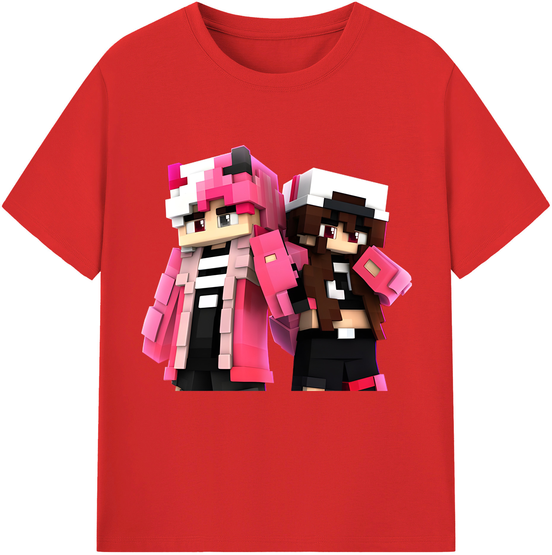 （画像用） マインクラフト ブロックの世界 Minecraft MC Block world 綿100％半袖Tシャツ（フロントプリント）