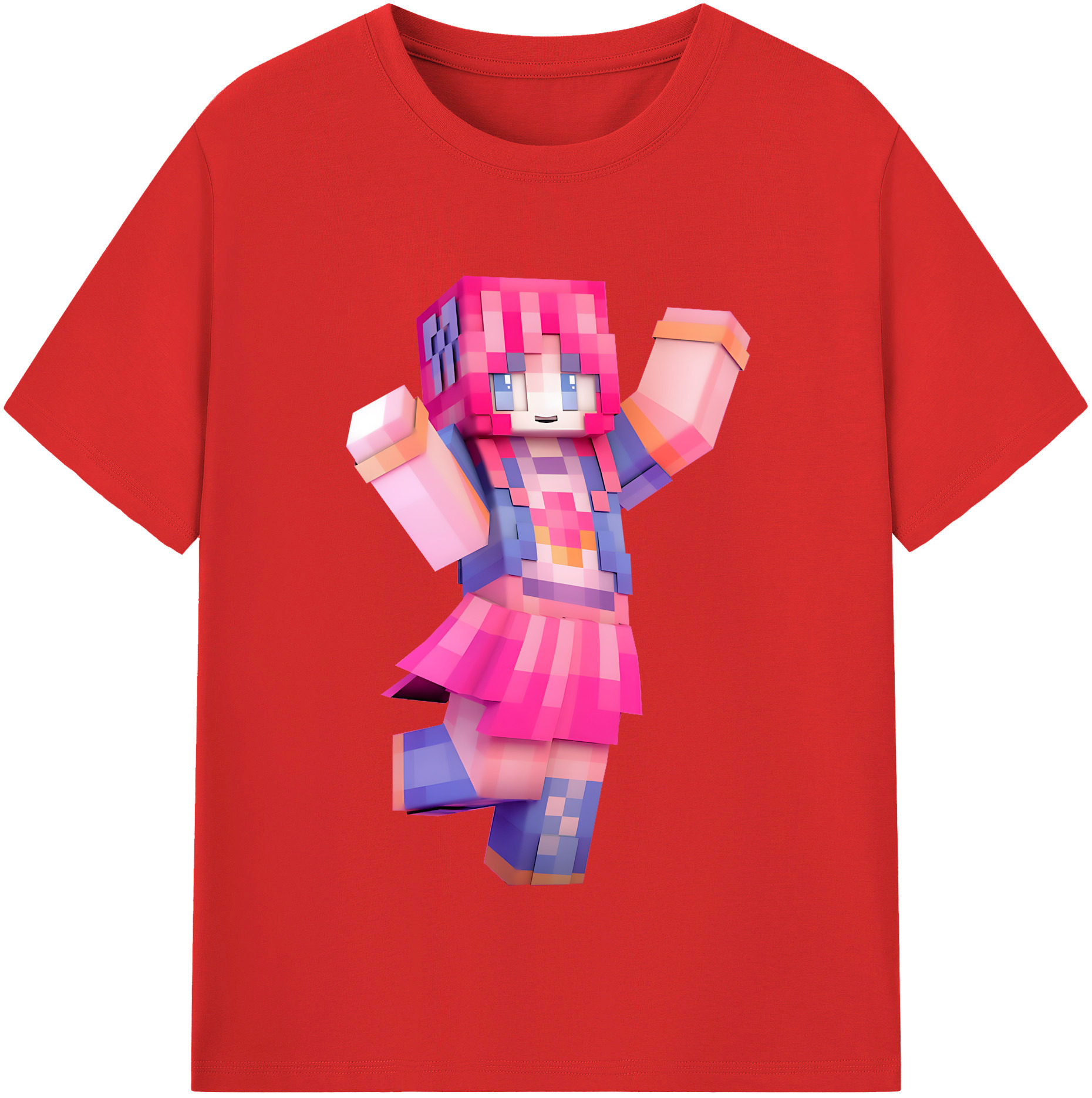 （画像用） マインクラフト ブロックの世界 Minecraft MC Block world 綿100％半袖Tシャツ（フロントプリント）